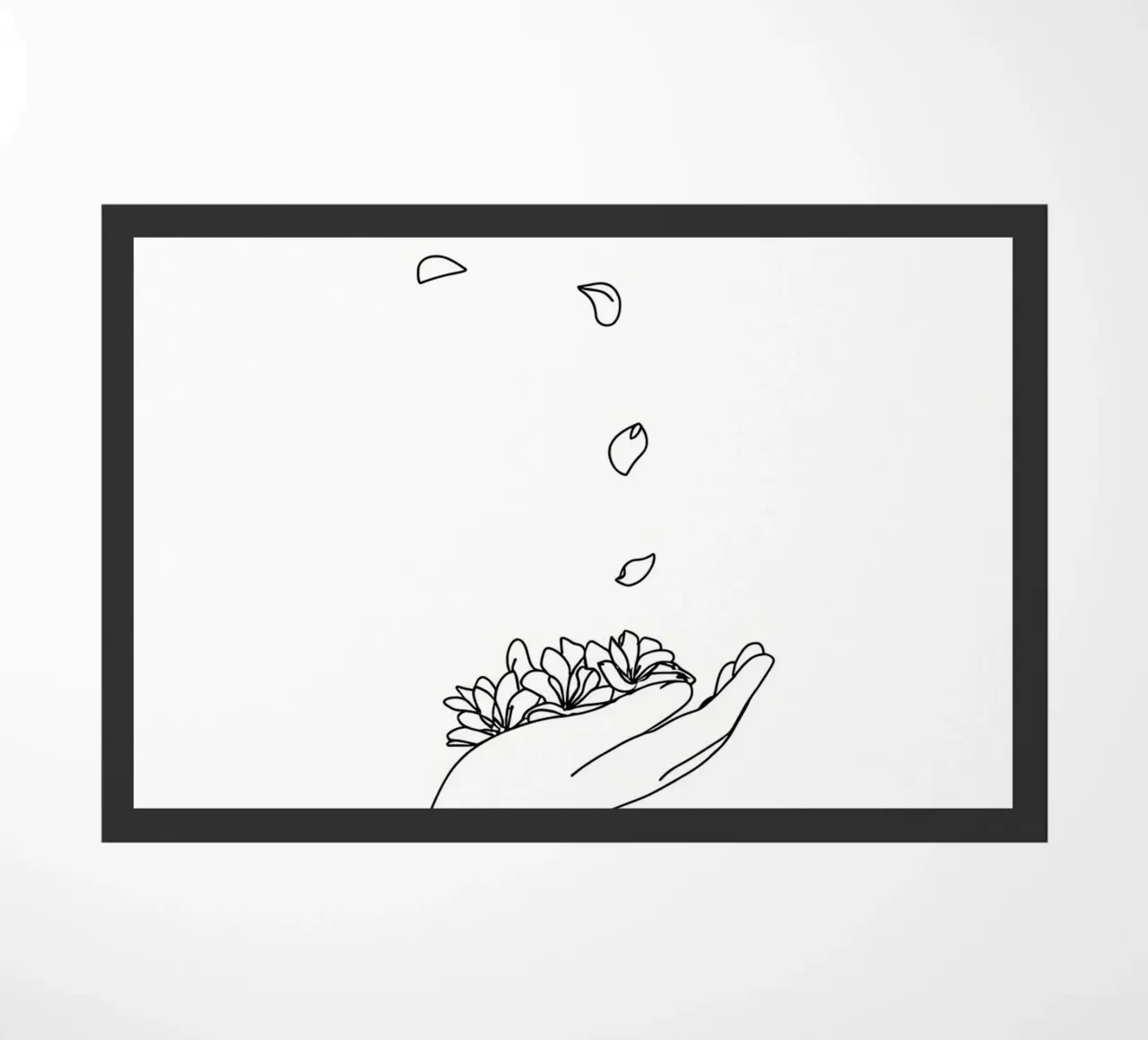 Petali di fiori in mano Line Art minimalista zerbino da Viv Line Art
