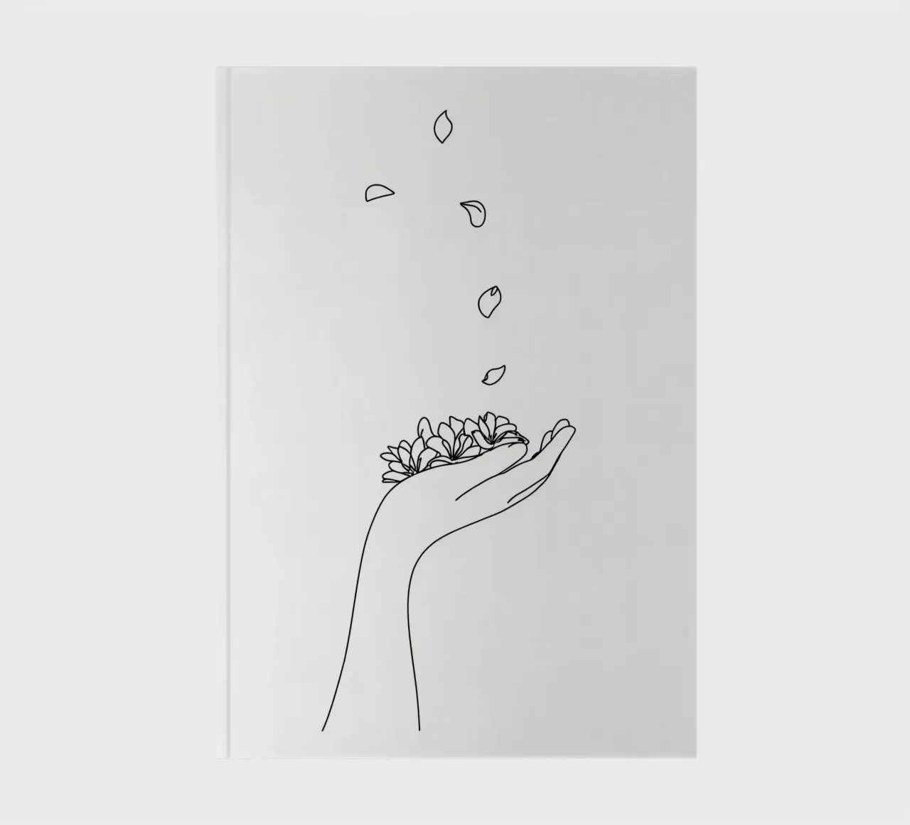 Flower Petals In Hand Minimalist Line Art notebook by Viv Line Art