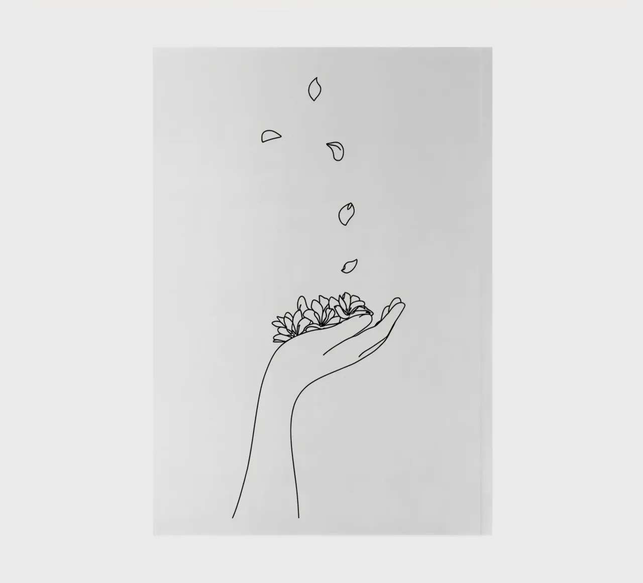 Flower Petals In Hand Minimalist Line Art notebook by Viv Line Art