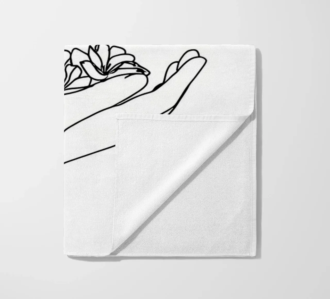 Petali di fiori in mano Line Art minimalista telo mare da Viv Line Art