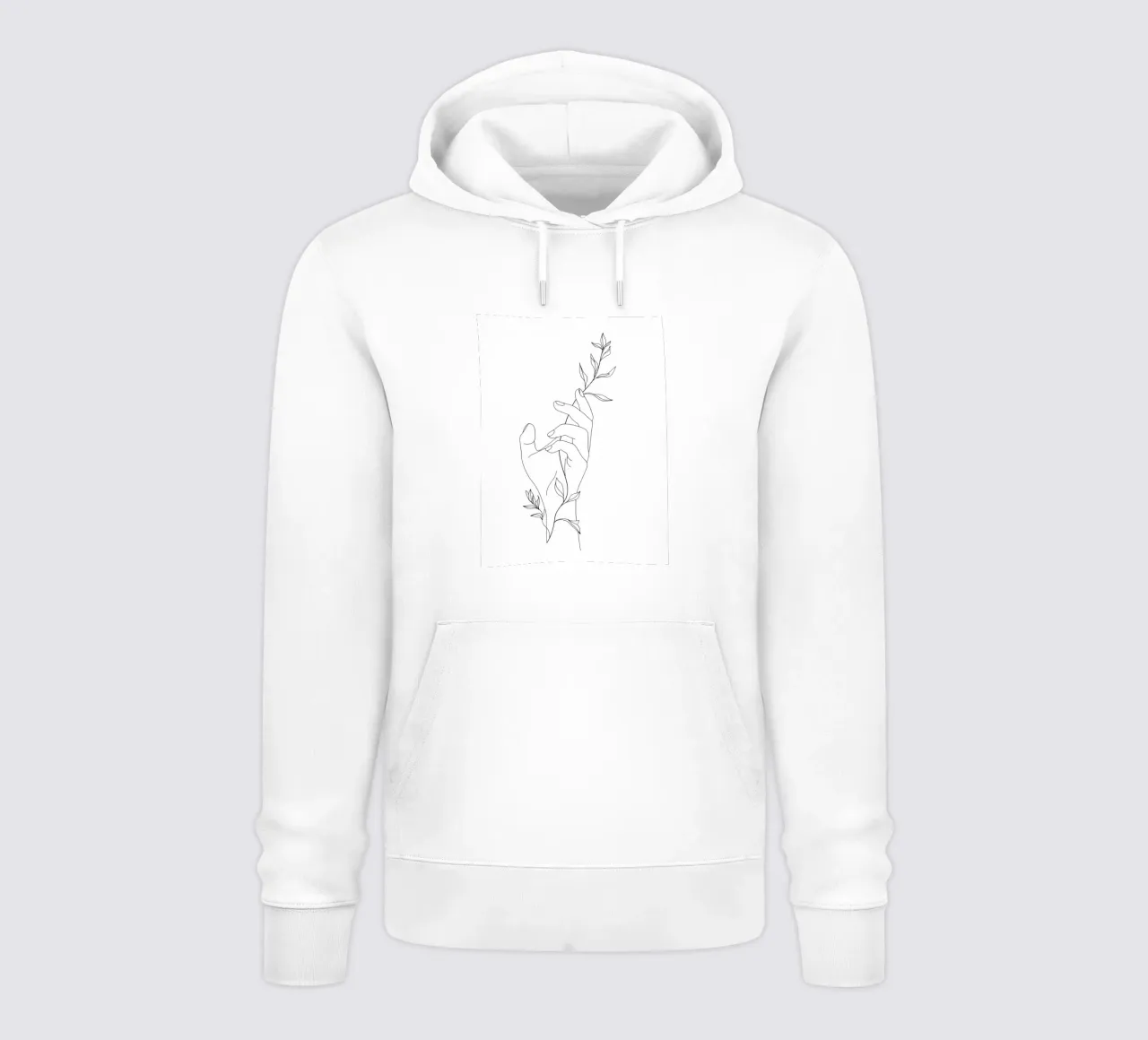 Fiore in mano Line Art minimalista felpa con cappuccio da Viv Line Art
