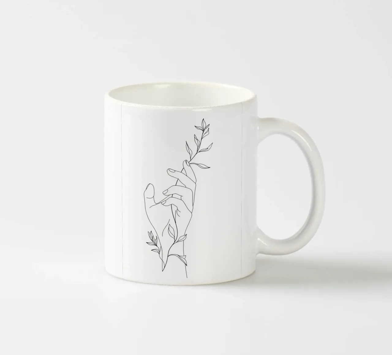 Fiore in mano Line Art minimalista tazza in ceramica da Viv Line Art