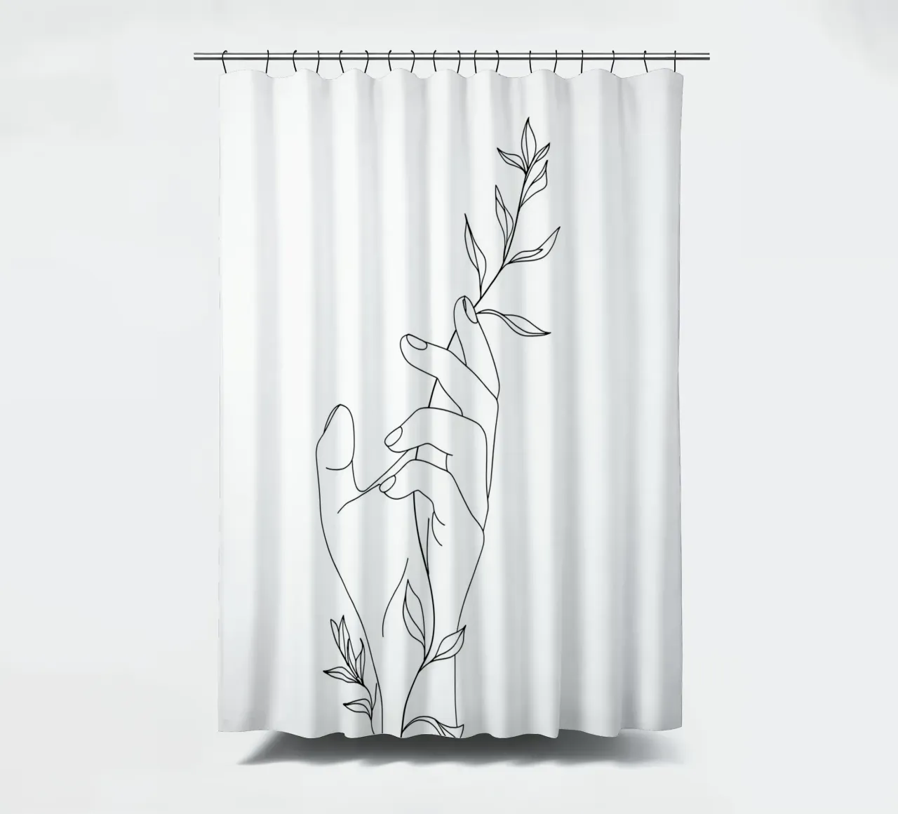 Flower In Hand Minimalist Line Art Duschvorhang von Viv Line Art