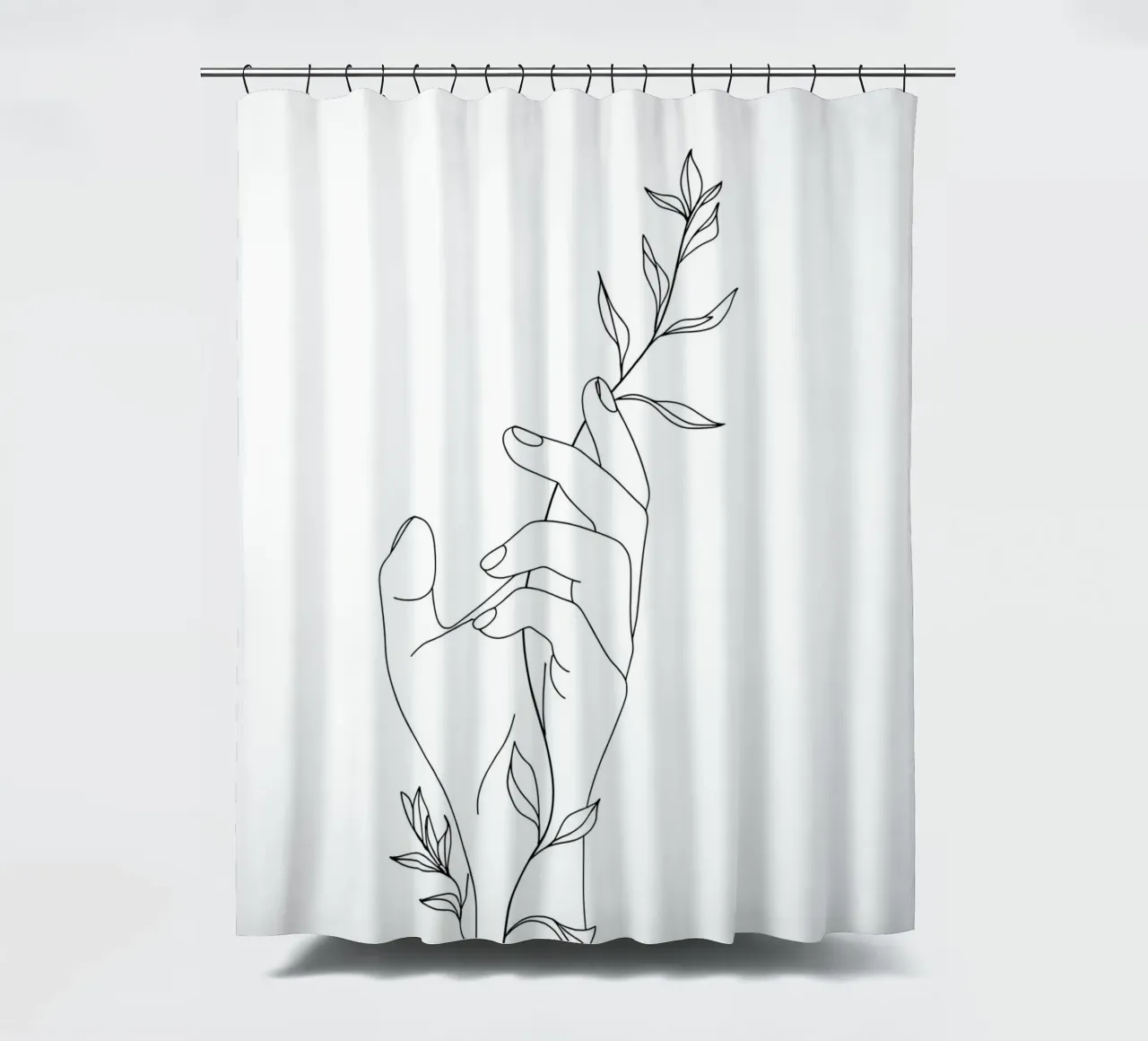Flower In Hand Minimalist Line Art Duschvorhang von Viv Line Art