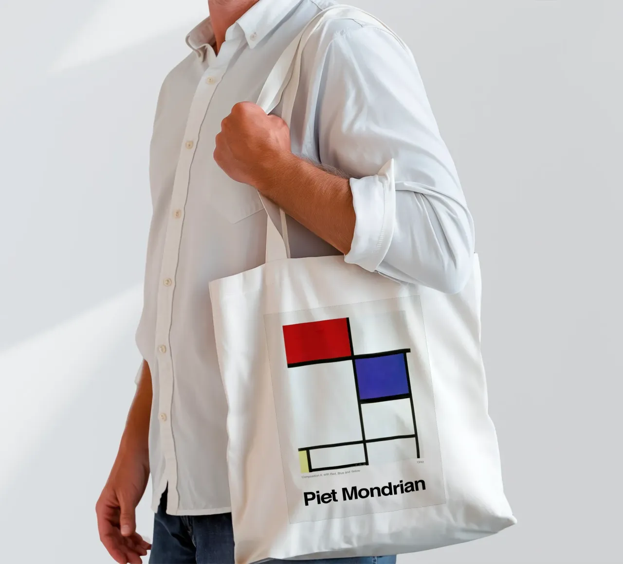 Mondrian - Composition II, with Red, Blue and Yellow borsa in juta da ARTOTHEK