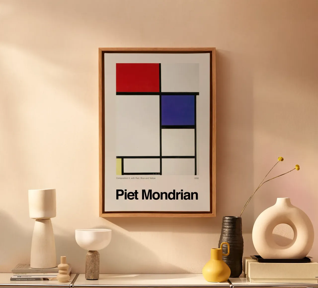 Mondrian - Composition II, with Red, Blue and Yellow tela con Cornice a cassetta da ARTOTHEK