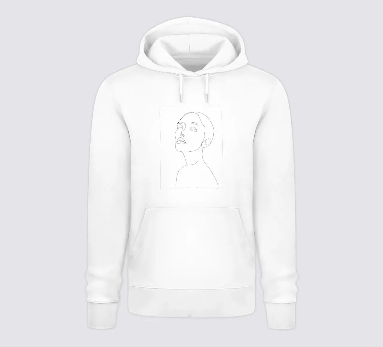 Volto di donna Line Art minimalista felpa con cappuccio da Viv Line Art