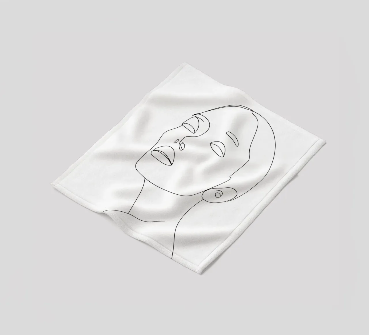 Woman Face Minimalist Line Art fleece blanket by Viv Line Art