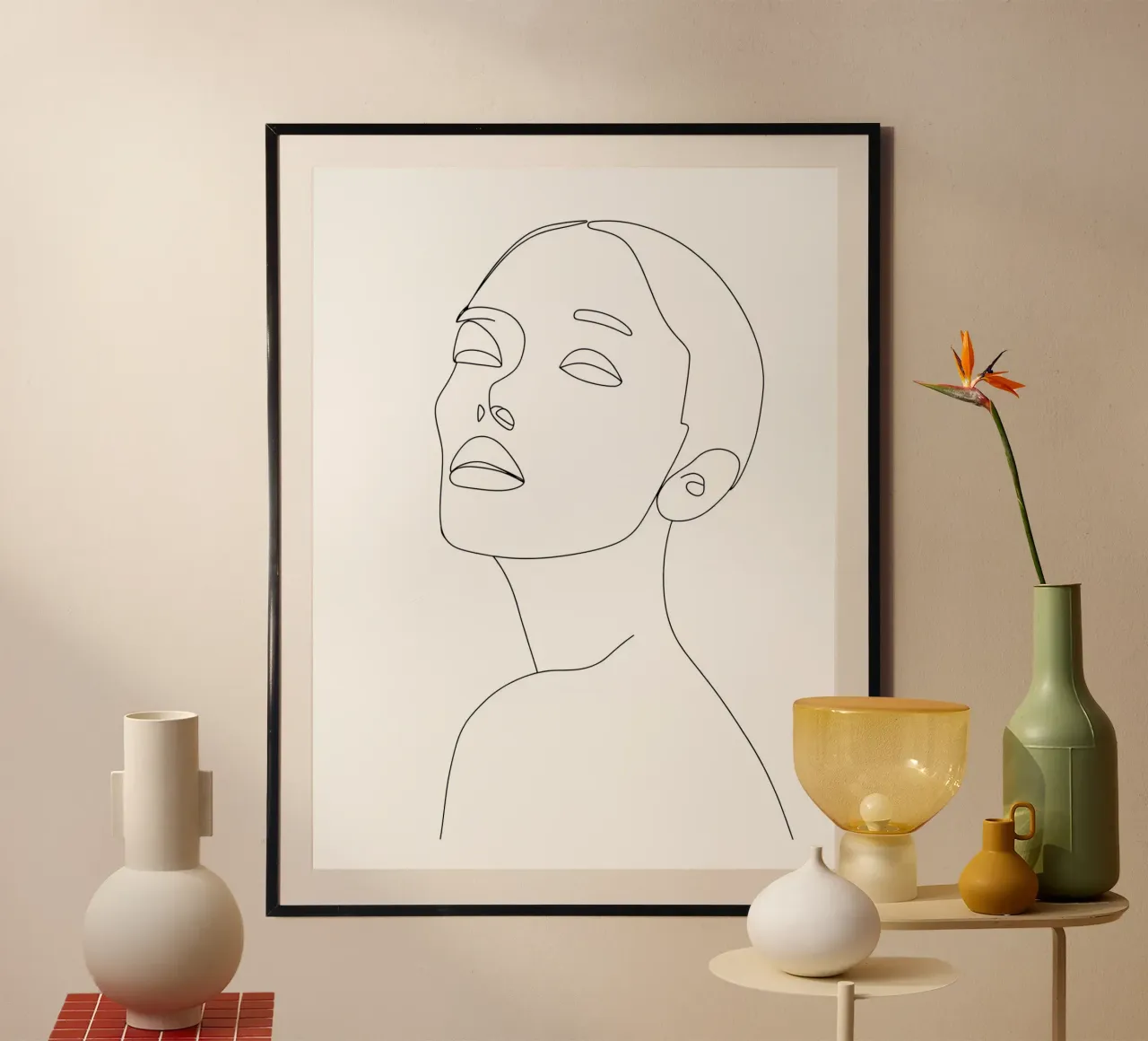 Vrouw Gezicht Minimalistisch Lijn Art hahnemühle van Viv Line Art