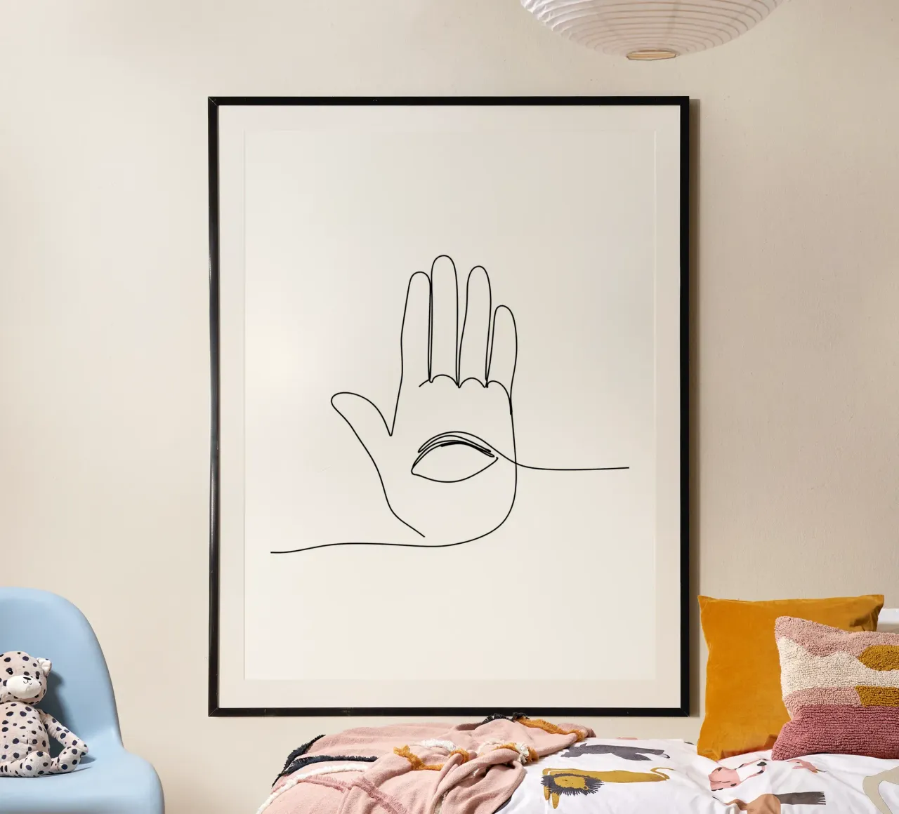 Occhio in mano 2 Arte lineare minimalista poster con telaio in plastica da Viv Line Art