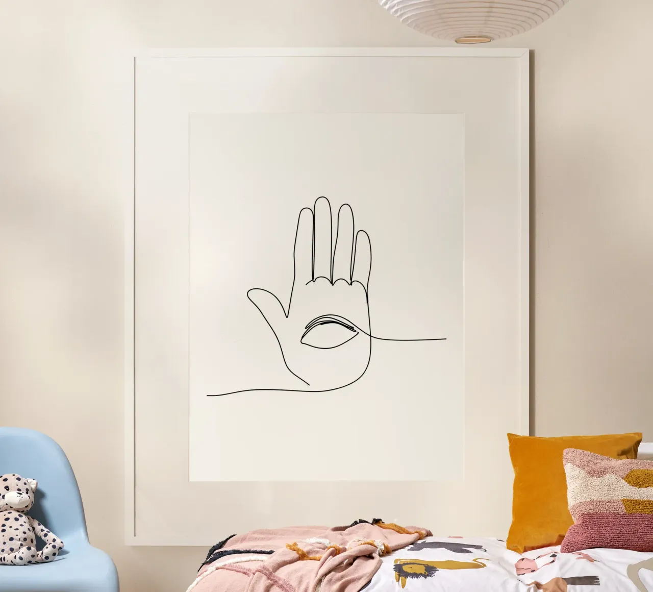 Occhio in mano 2 Arte lineare minimalista poster con telaio in plastica da Viv Line Art