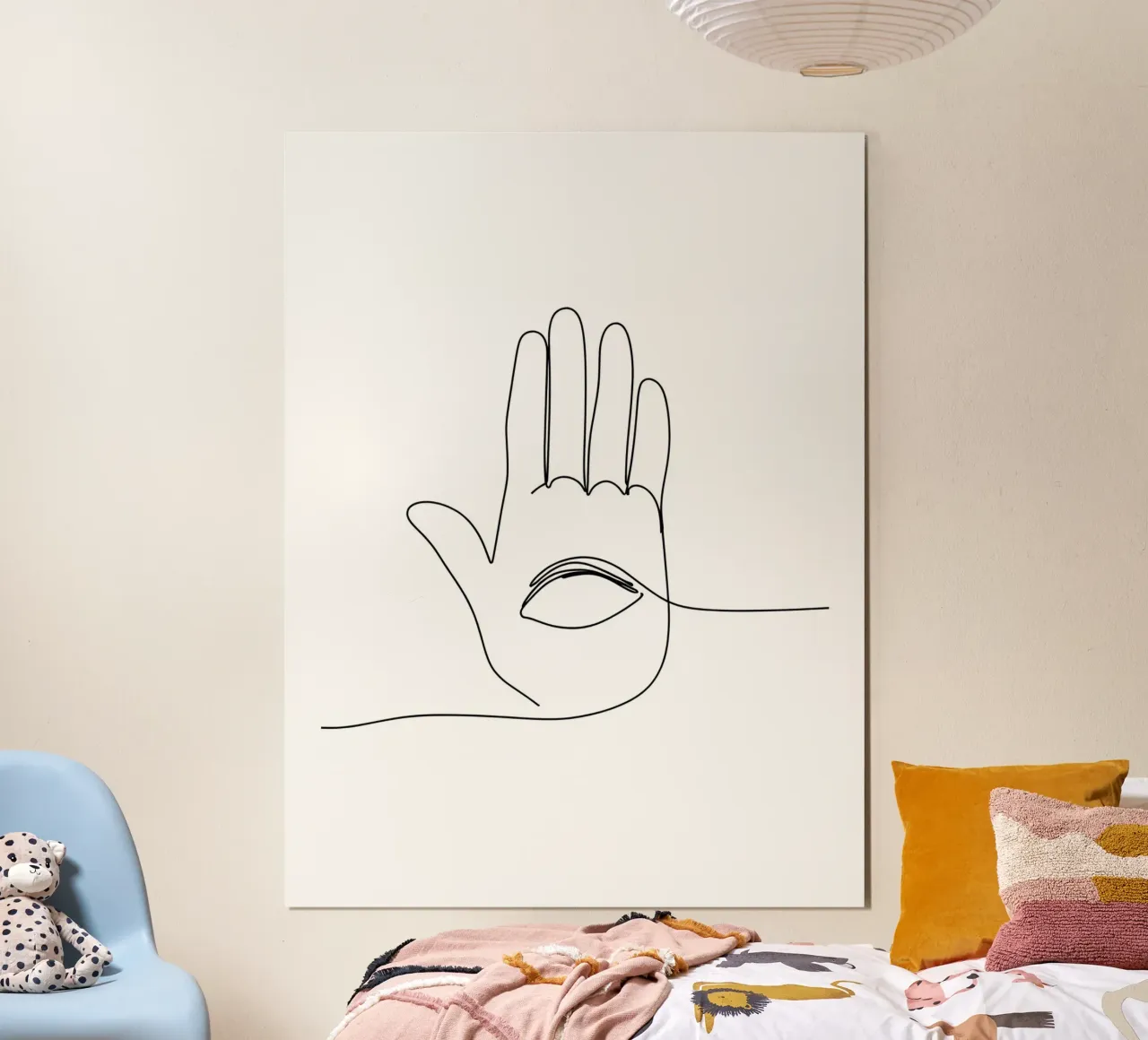 Occhio in mano 2 Arte lineare minimalista poster con telaio in plastica da Viv Line Art