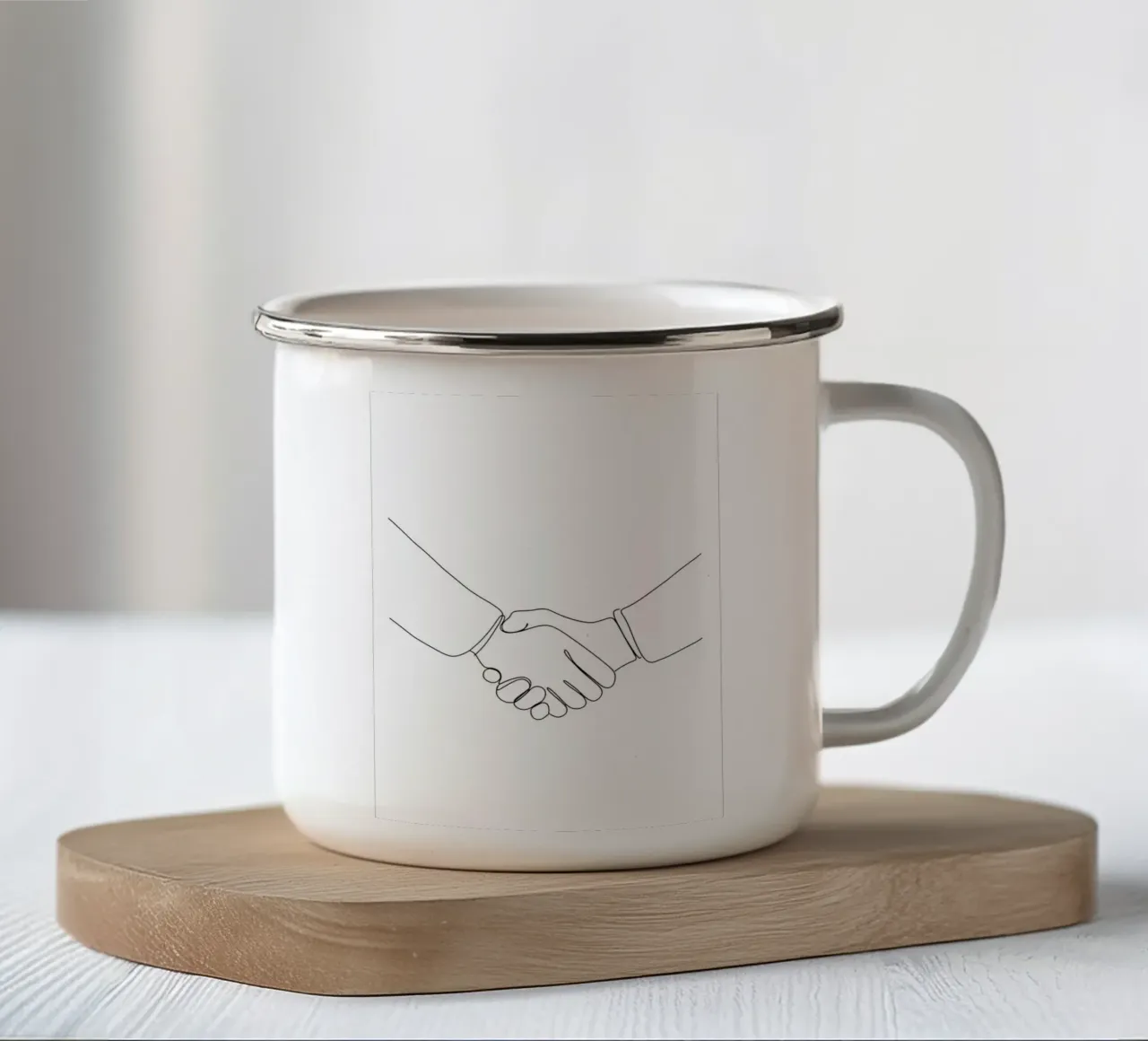 Line art minimalista dell'amicizia tazza in smalto da Viv Line Art