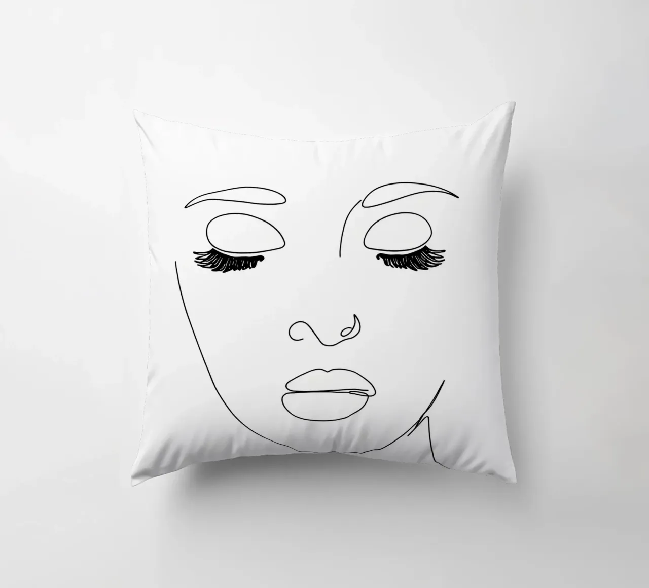 Woman Face Minimalist Line Art decorative cushion by Viv Line Art