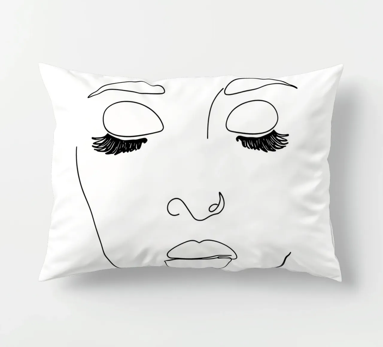 Woman Face Minimalist Line Art decorative cushion by Viv Line Art
