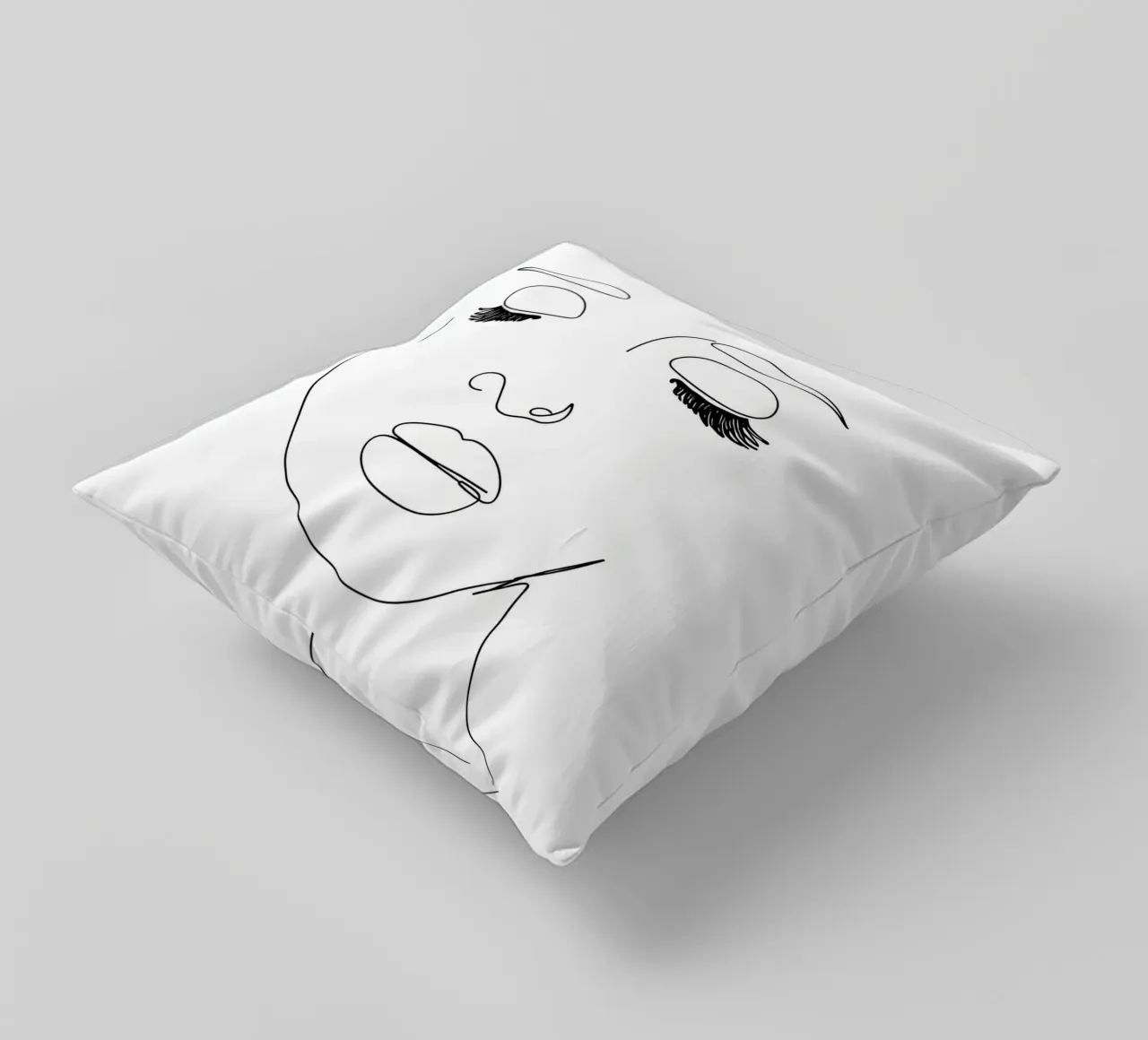 Woman Face Minimalist Line Art decorative cushion by Viv Line Art
