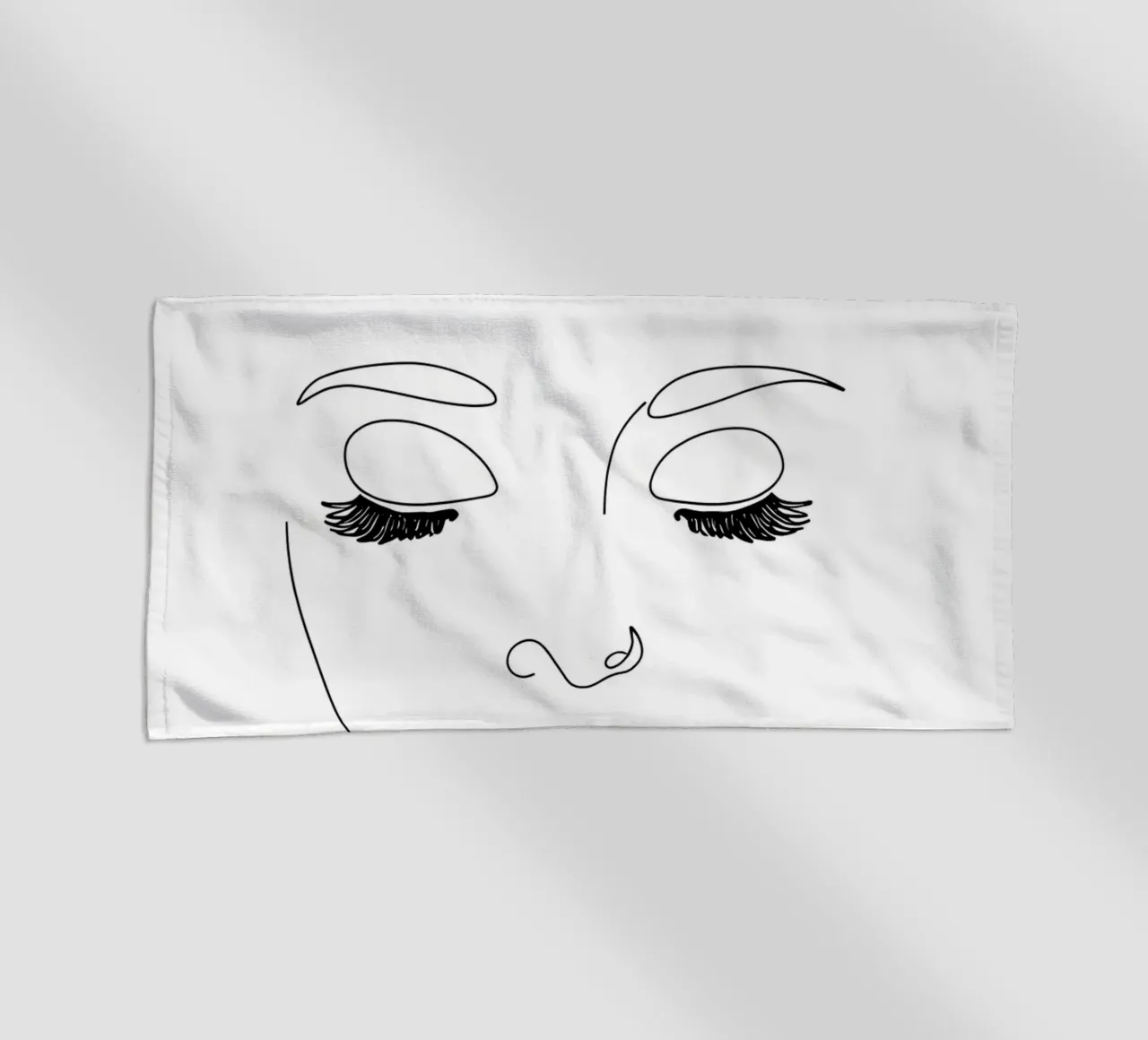Woman Face Minimalist Line Art beach towel by Viv Line Art