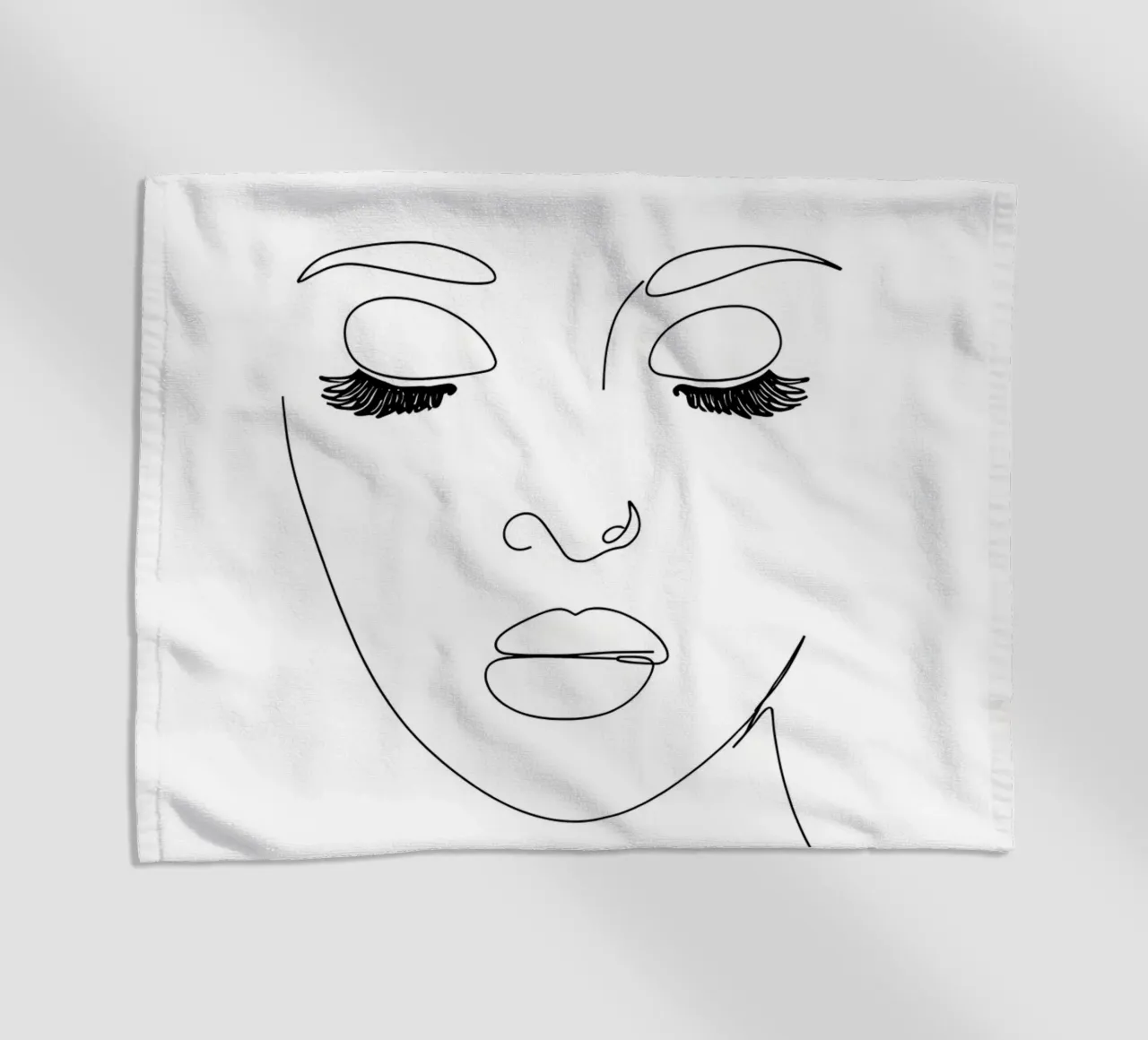 Woman Face Minimalist Line Art beach towel by Viv Line Art