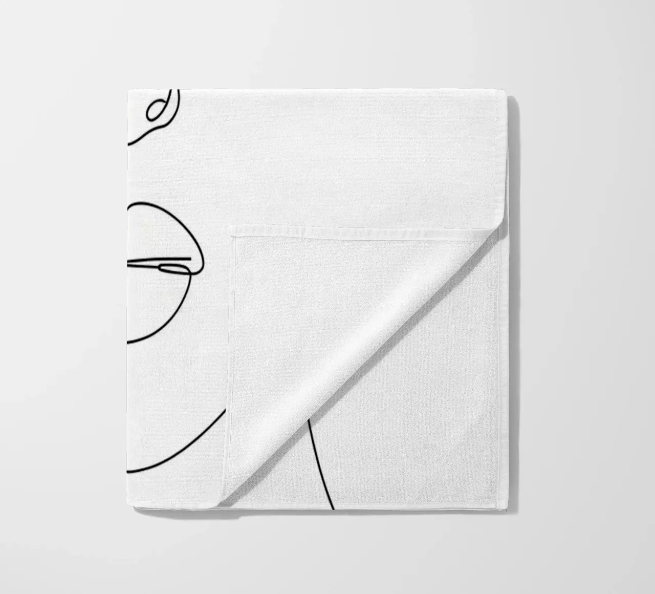 Woman Face Minimalist Line Art beach towel by Viv Line Art