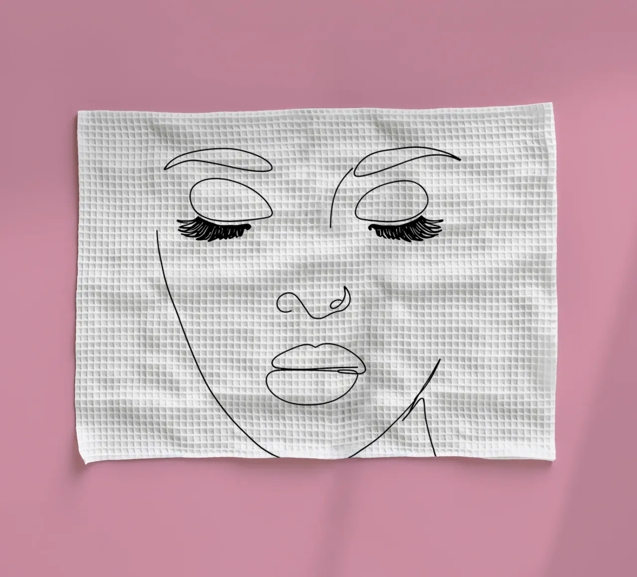 Volto di donna Line Art minimalista canovaccio da cucina da Viv Line Art