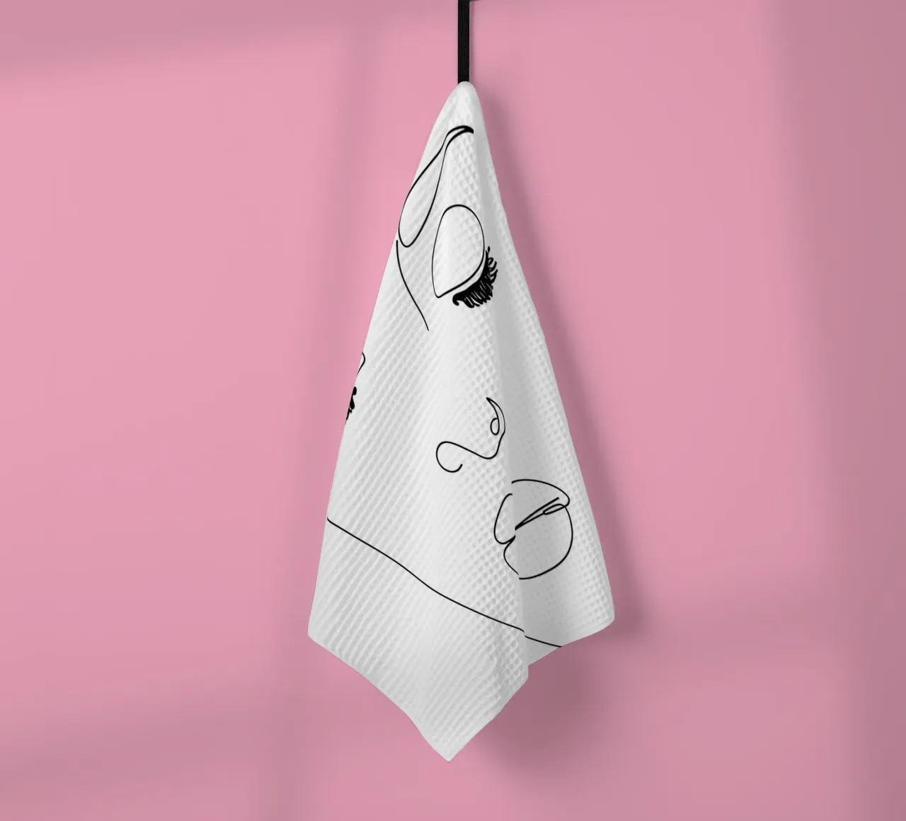 Volto di donna Line Art minimalista canovaccio da cucina da Viv Line Art