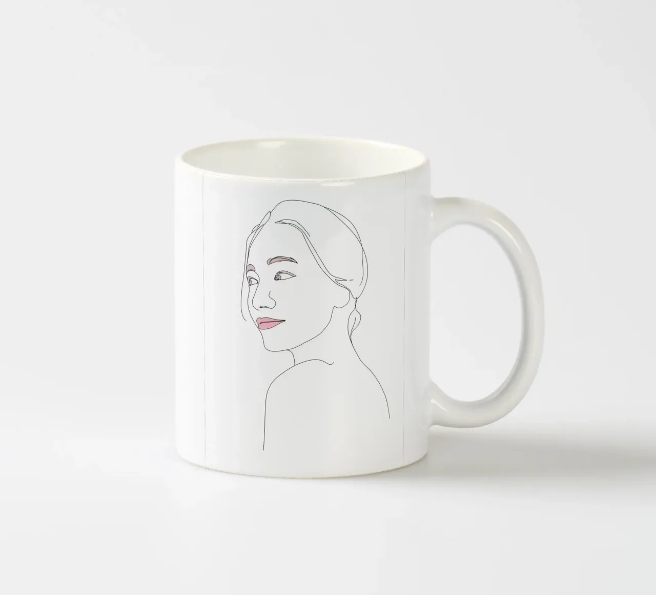 Volto di donna Line Art minimalista tazza in ceramica da Viv Line Art