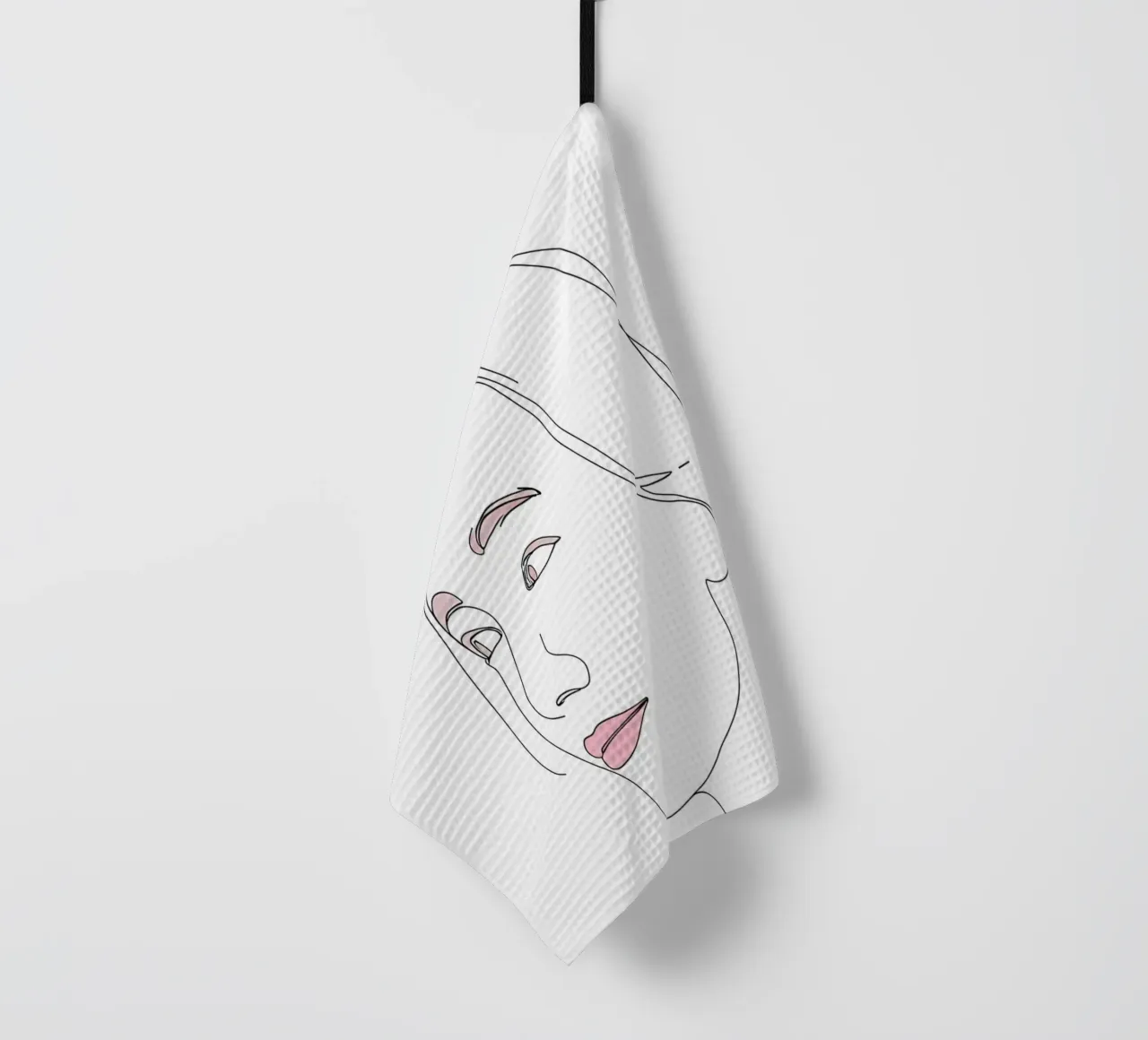 Woman Face Minimalist Line Art tea towel by Viv Line Art