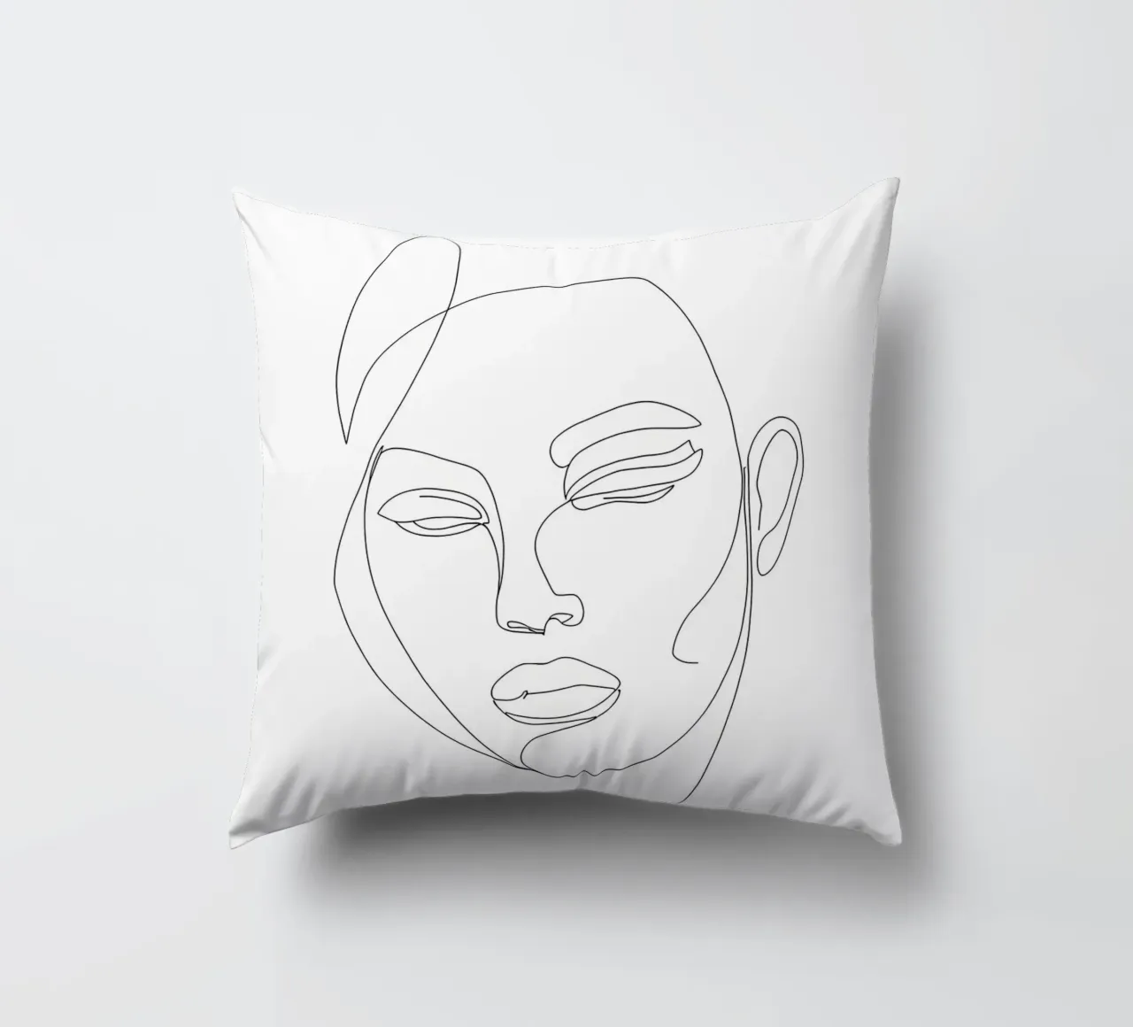 Woman Face Minimalist Line Art decorative cushion by Viv Line Art