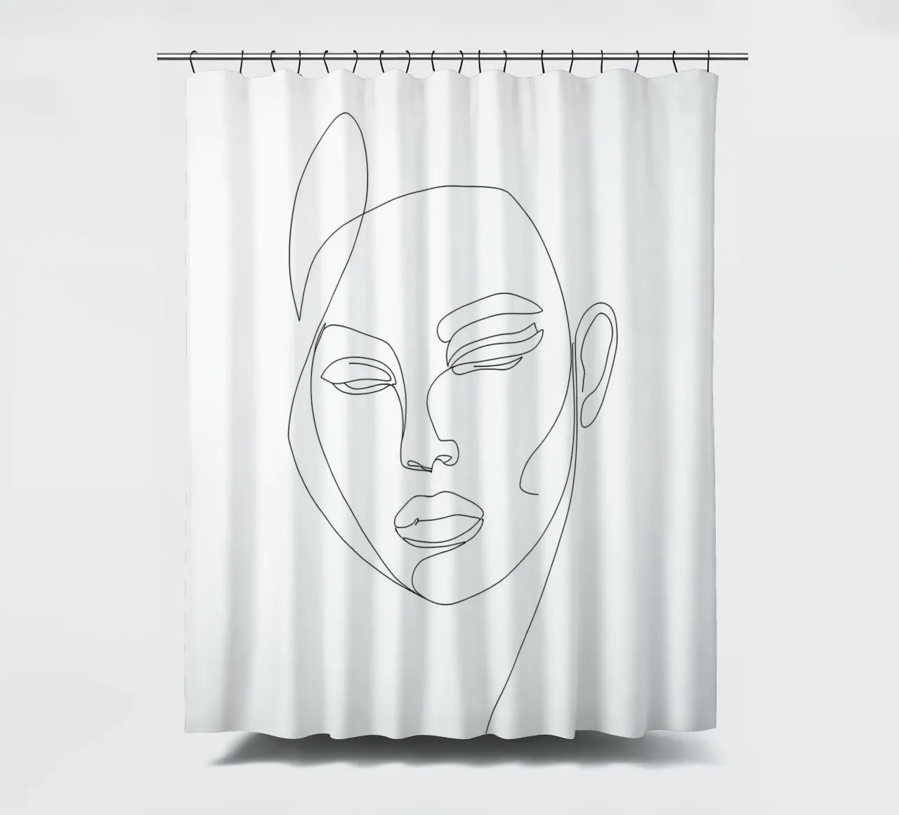 Vrouw Gezicht Minimalistisch Lijn Art douchegordijn van Viv Line Art