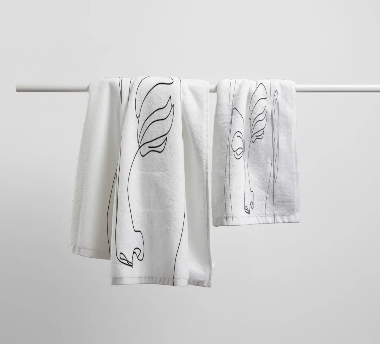 Woman Face Minimalist Line Art towel by Viv Line Art
