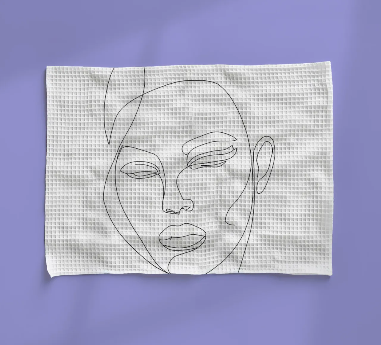 Woman Face Minimalist Line Art tea towel by Viv Line Art