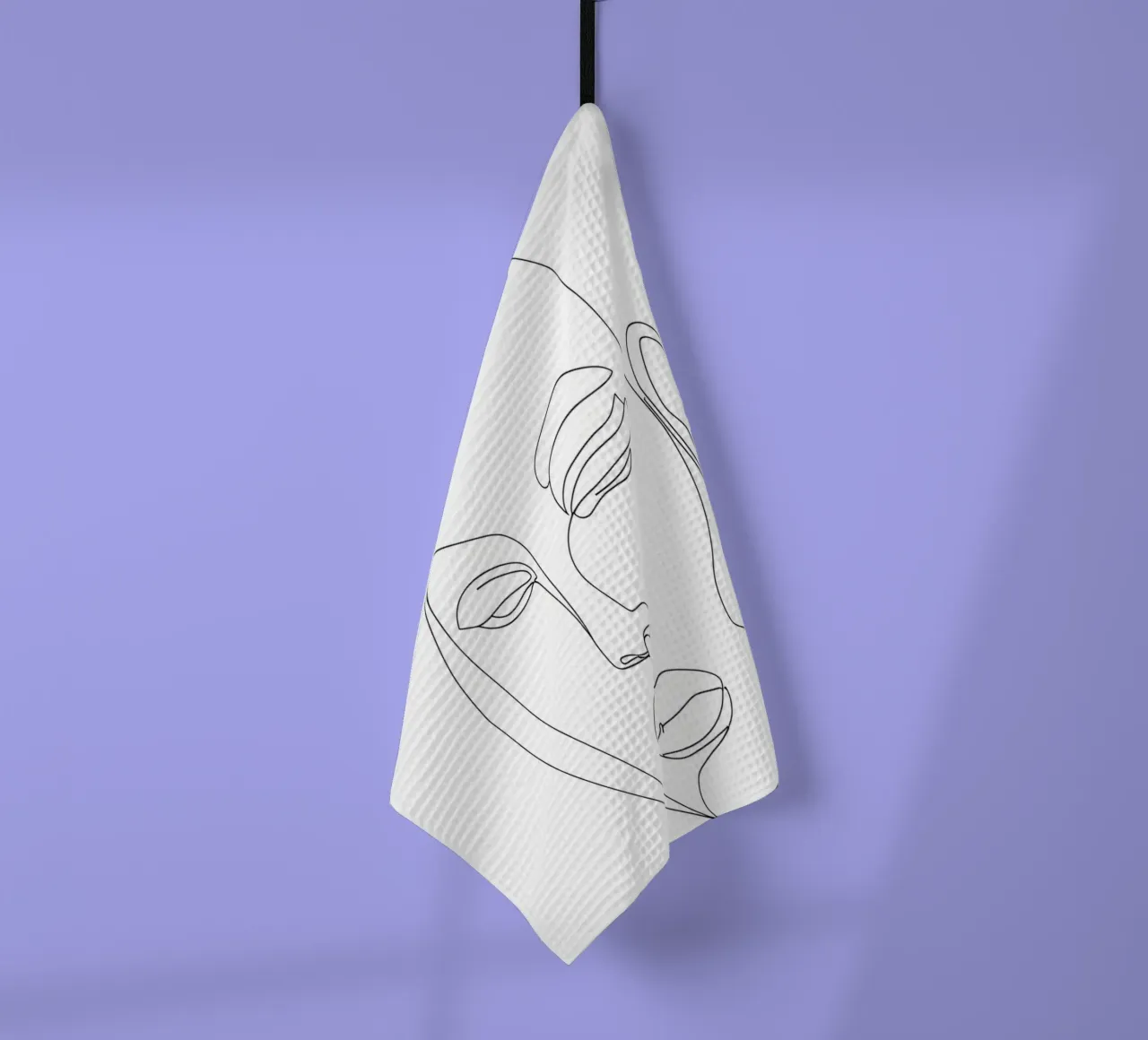 Woman Face Minimalist Line Art tea towel by Viv Line Art