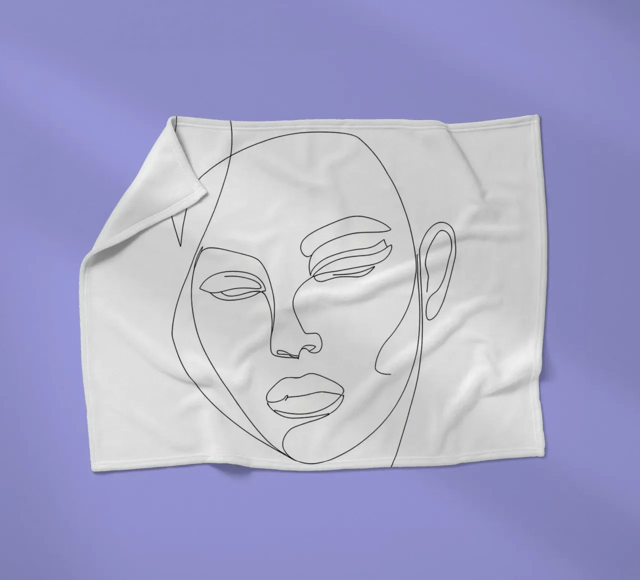 Volto di donna Line Art minimalista coperta in pile da Viv Line Art