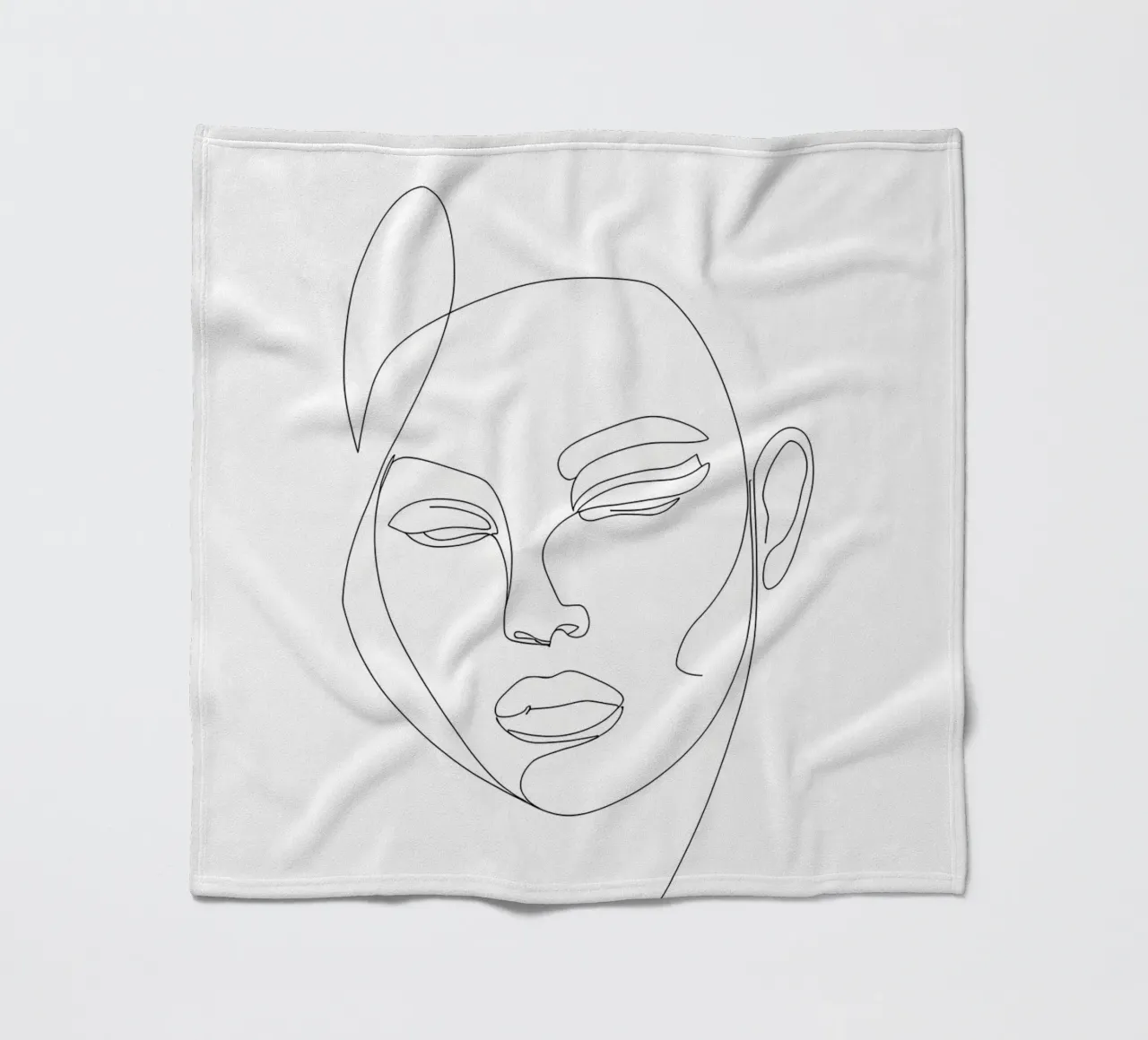 Volto di donna Line Art minimalista coperta in pile da Viv Line Art