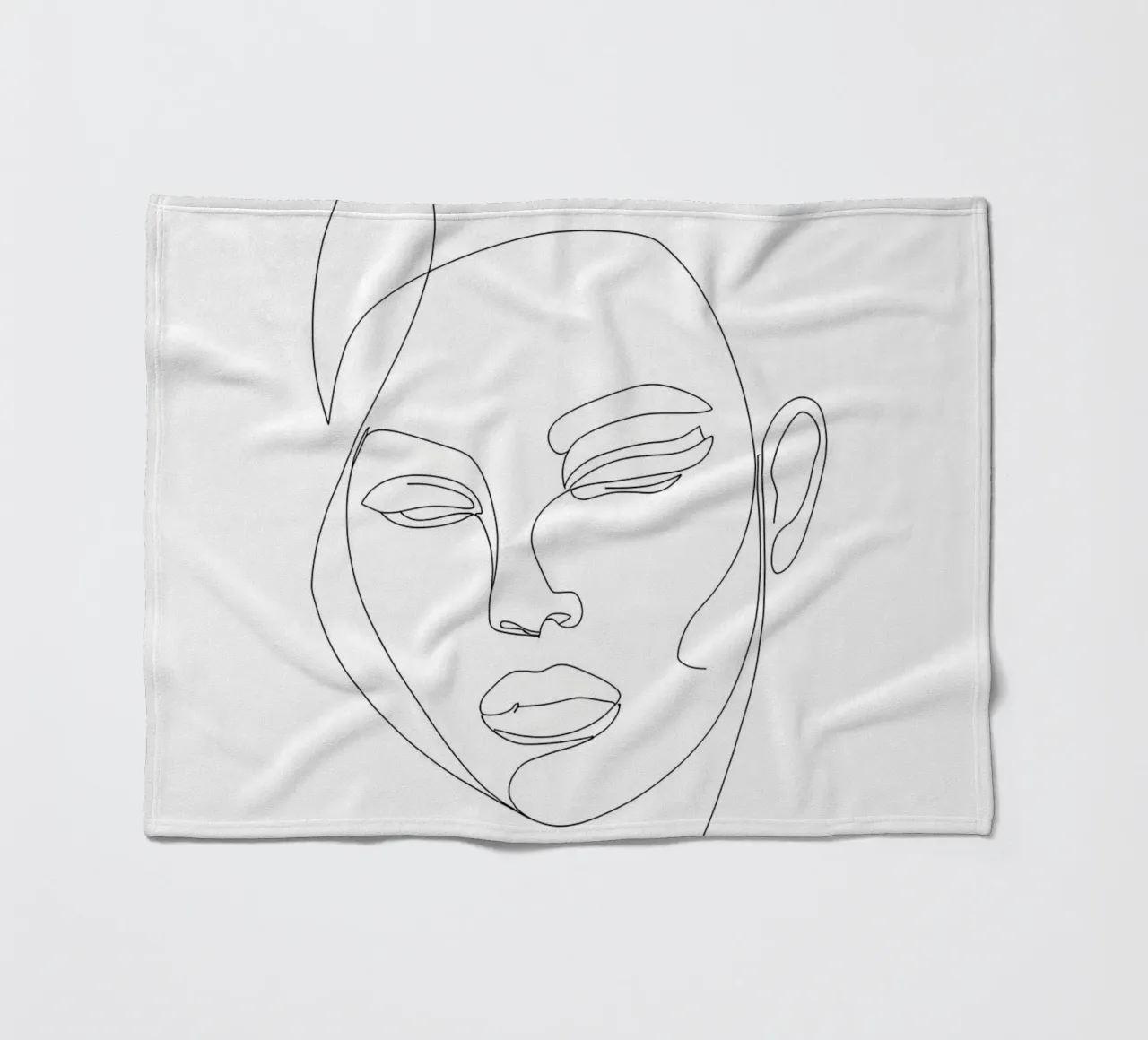 Volto di donna Line Art minimalista coperta in pile da Viv Line Art
