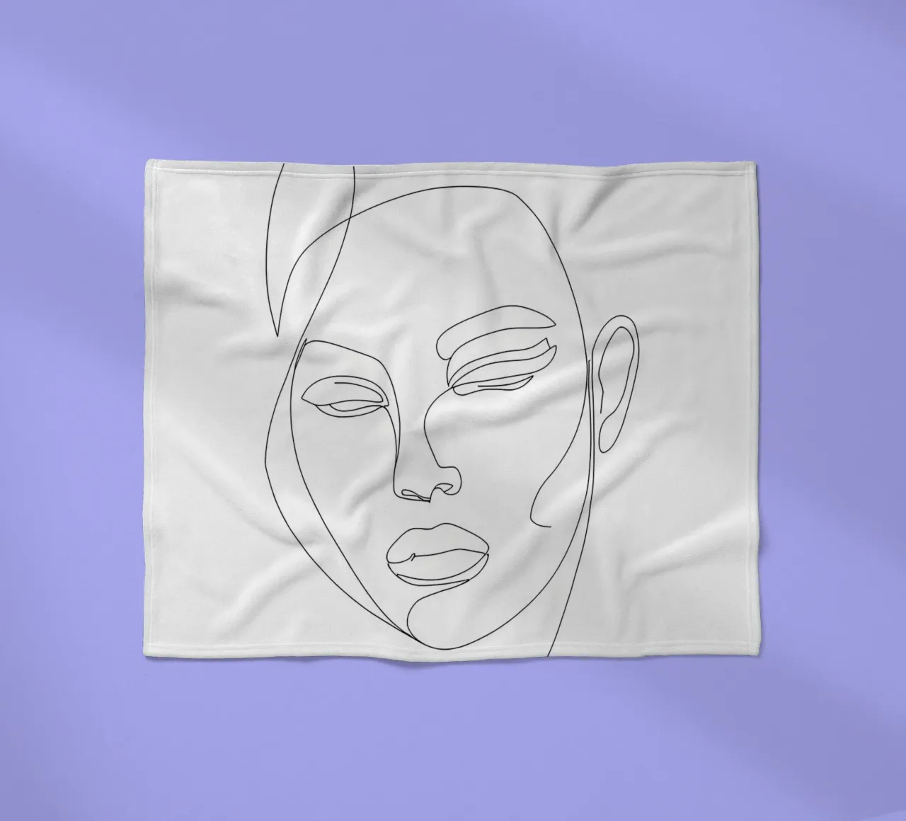 Volto di donna Line Art minimalista coperta in pile da Viv Line Art