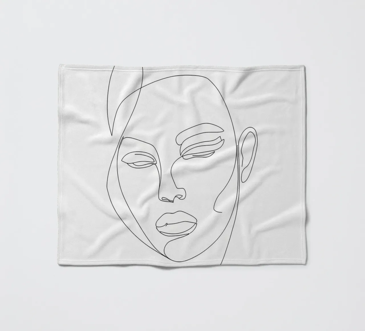 Volto di donna Line Art minimalista coperta in pile da Viv Line Art