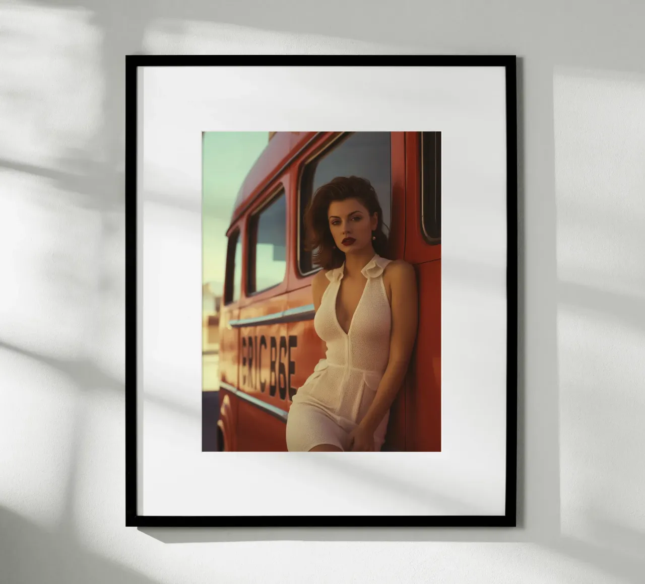 Viaggio non programmato - Autostoppista donna nel Far West americano poster con telaio in legno da Autofocus