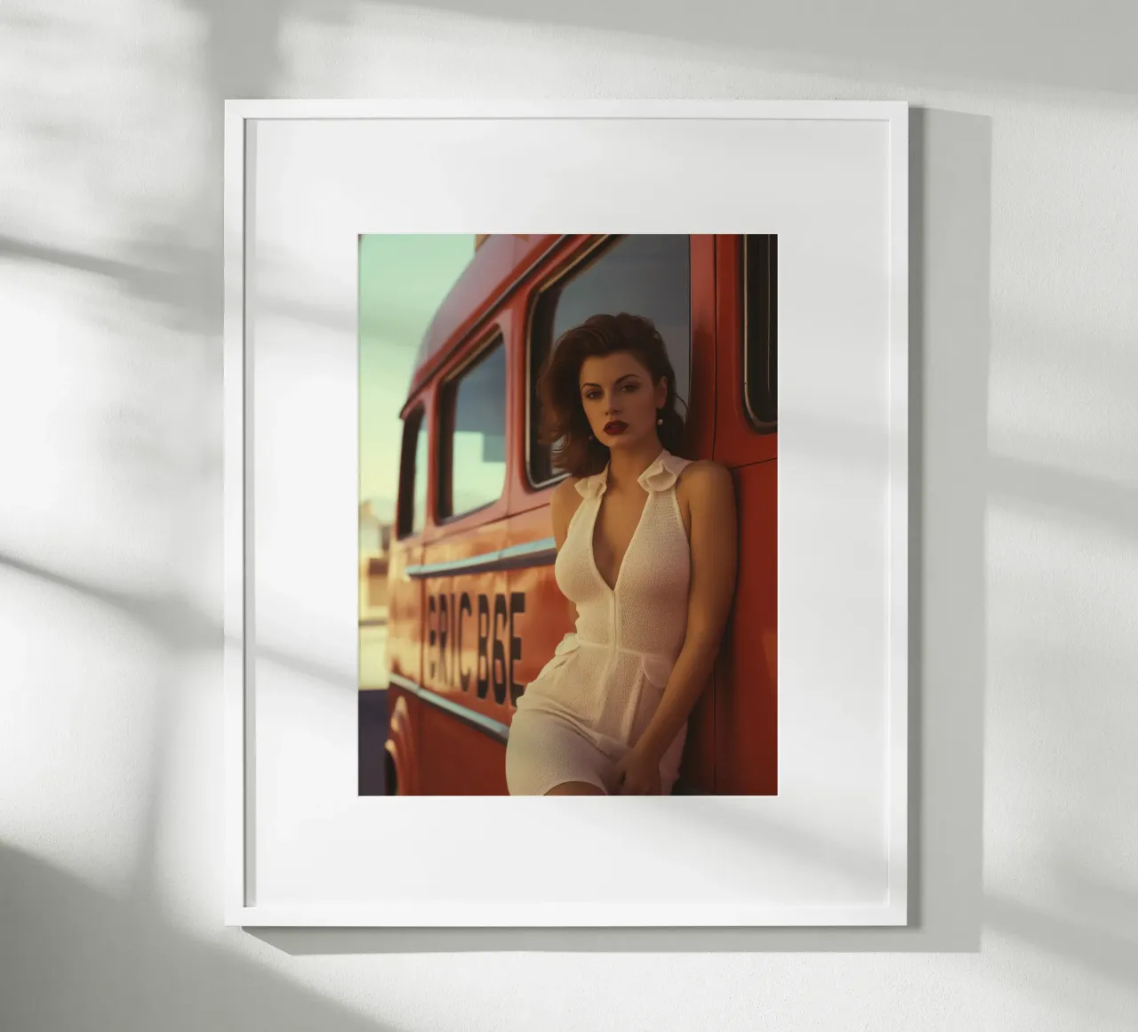 Viaggio non programmato - Autostoppista donna nel Far West americano poster con telaio in legno da Autofocus
