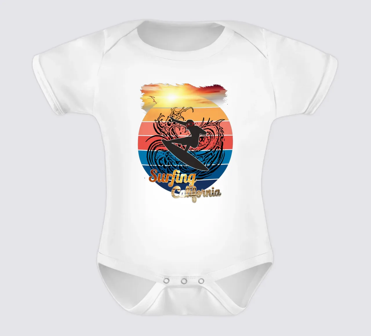 Surf Life Oval 2a - Zomerzon Vibes 5b babyrompertje korte mouwen van surfer28
