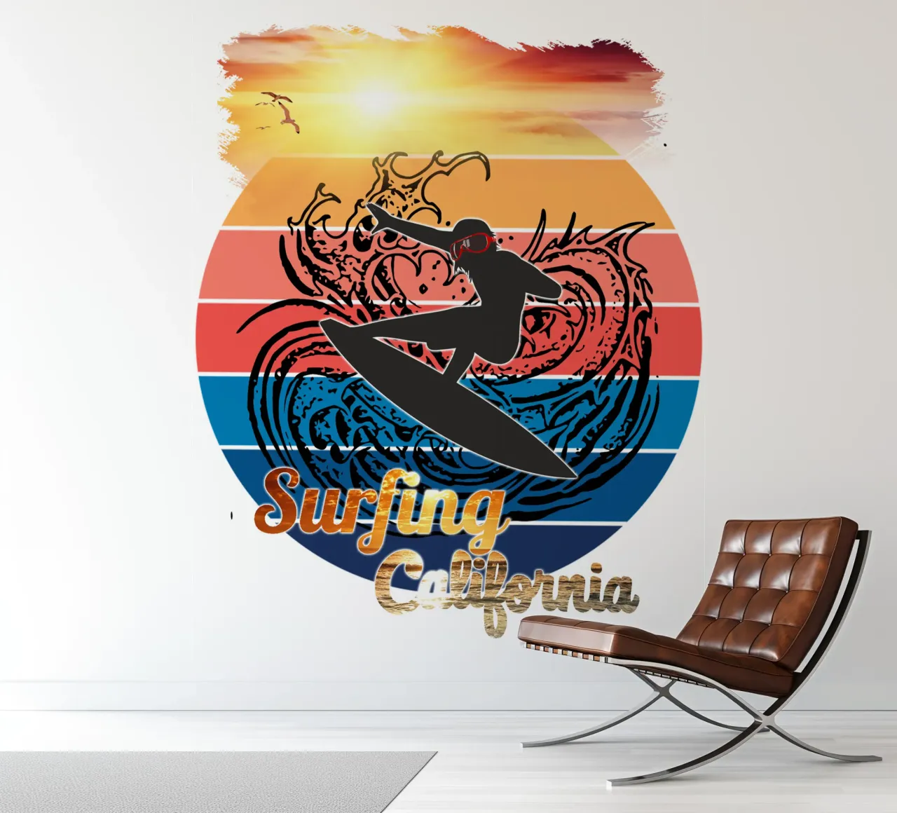 Surf Life Oval 2a - Sommer Sonne Vibes 5b Fototapete von surfer28