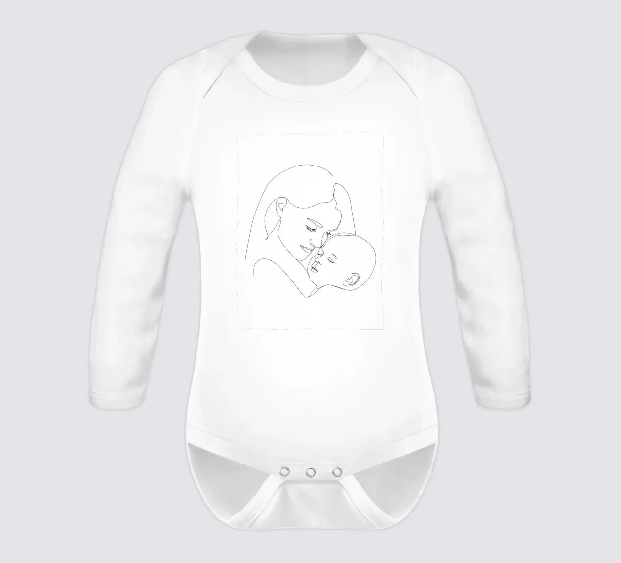 Mother With Child Minimalist Line Art long-sleeve baby romper by Viv Line Art