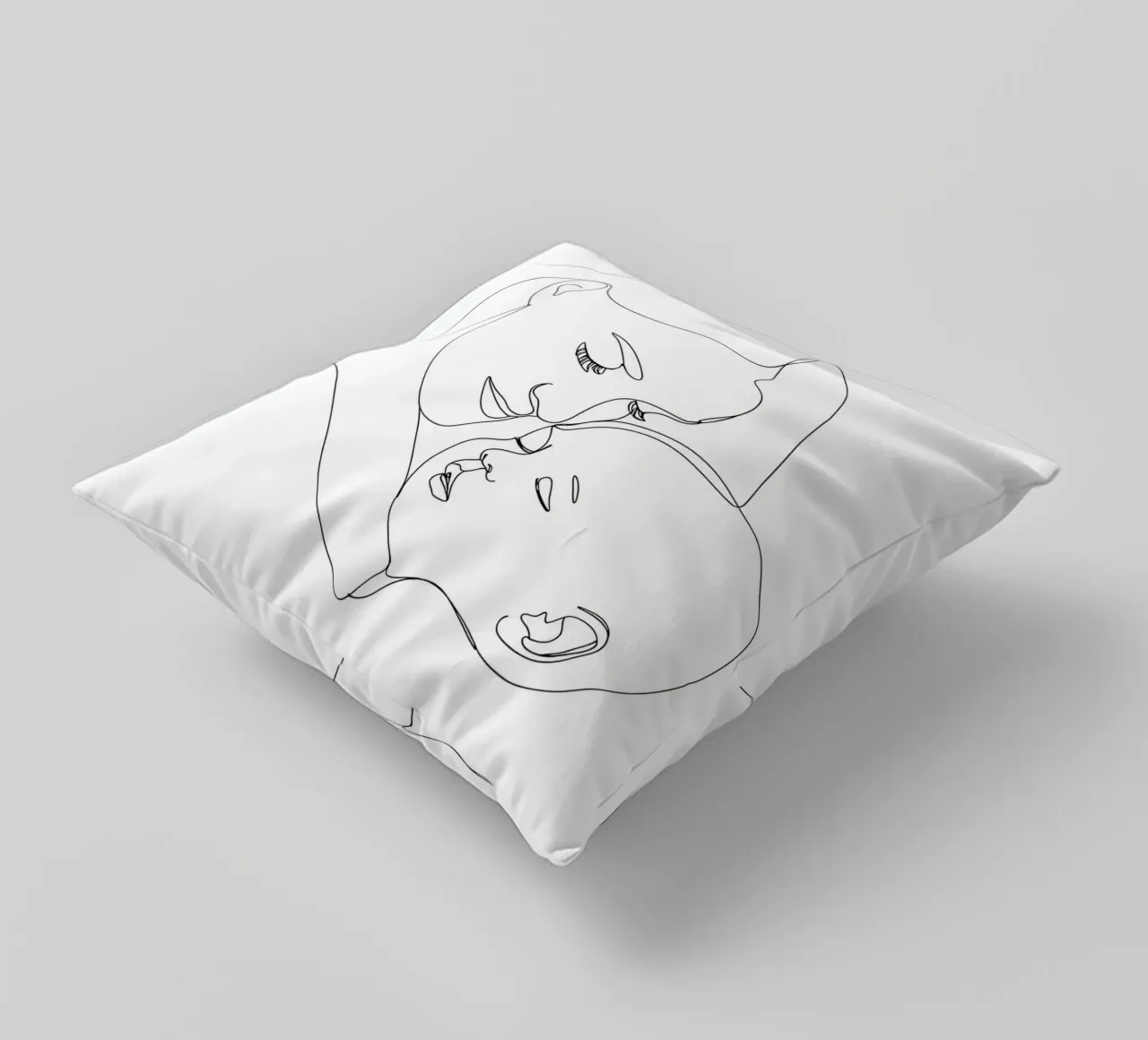 Mother With Child Minimalist Line Art decorative cushion by Viv Line Art