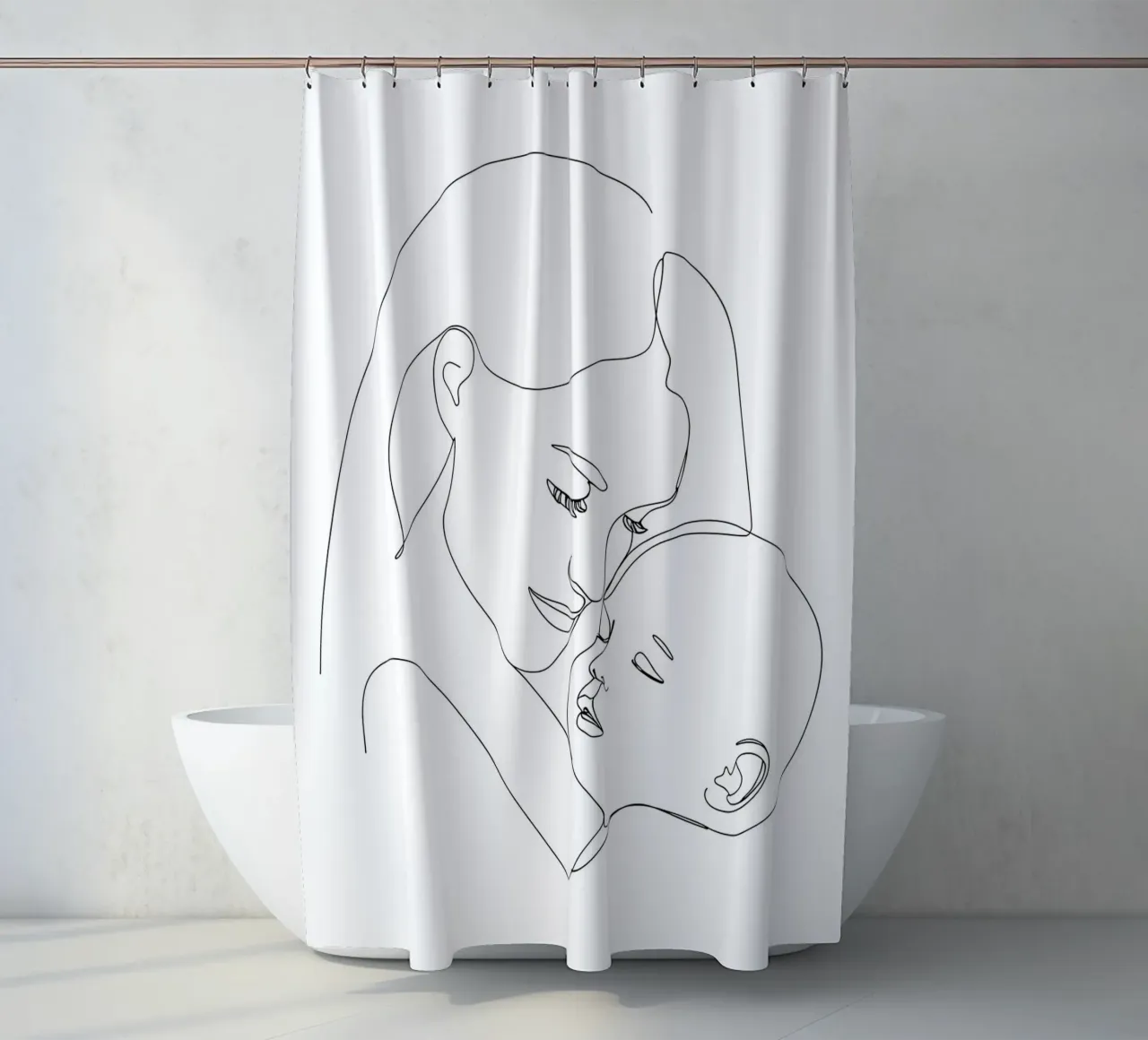 Mother With Child Minimalist Line Art shower curtain by Viv Line Art