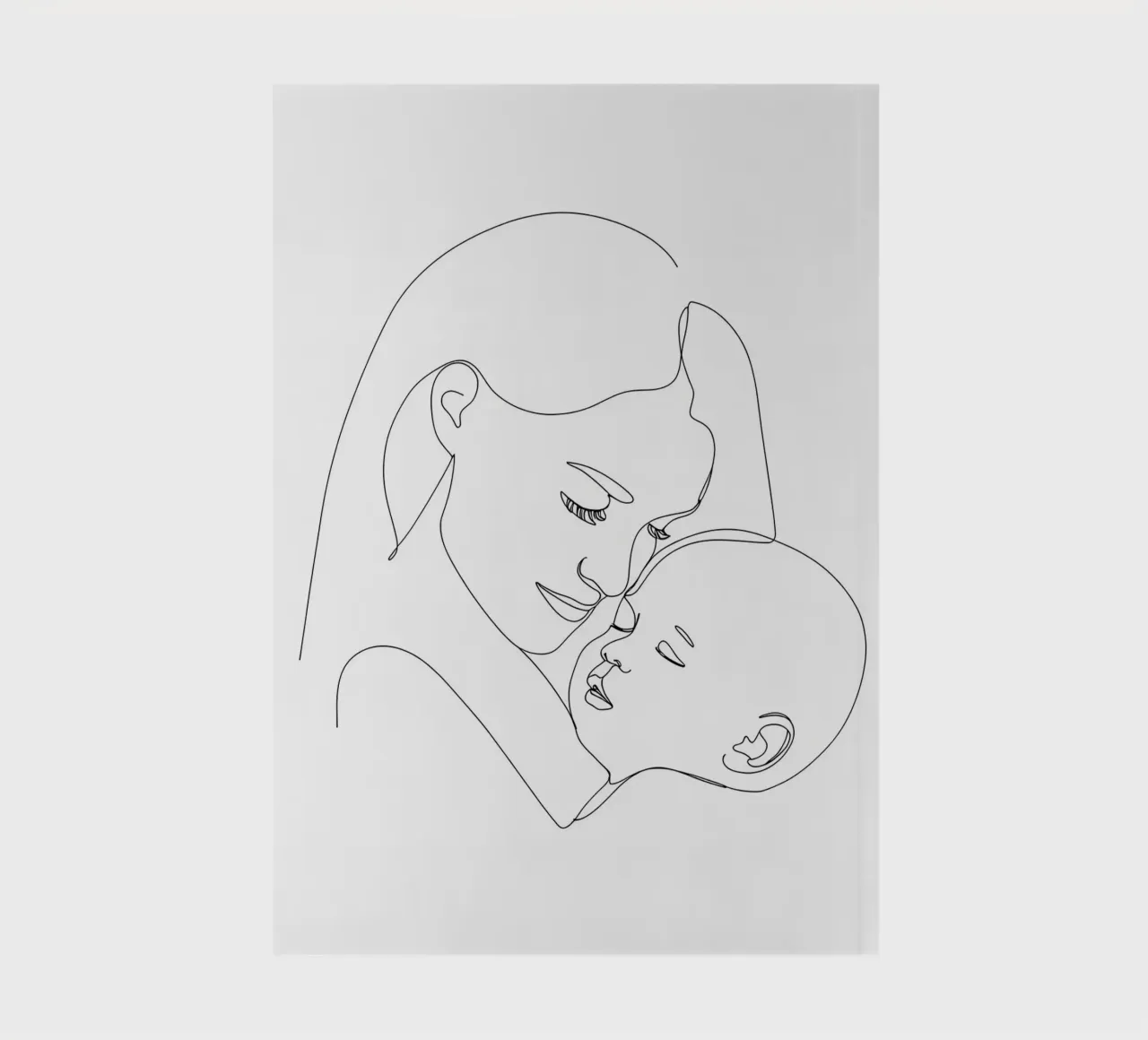 Mother With Child Minimalist Line Art notebook by Viv Line Art