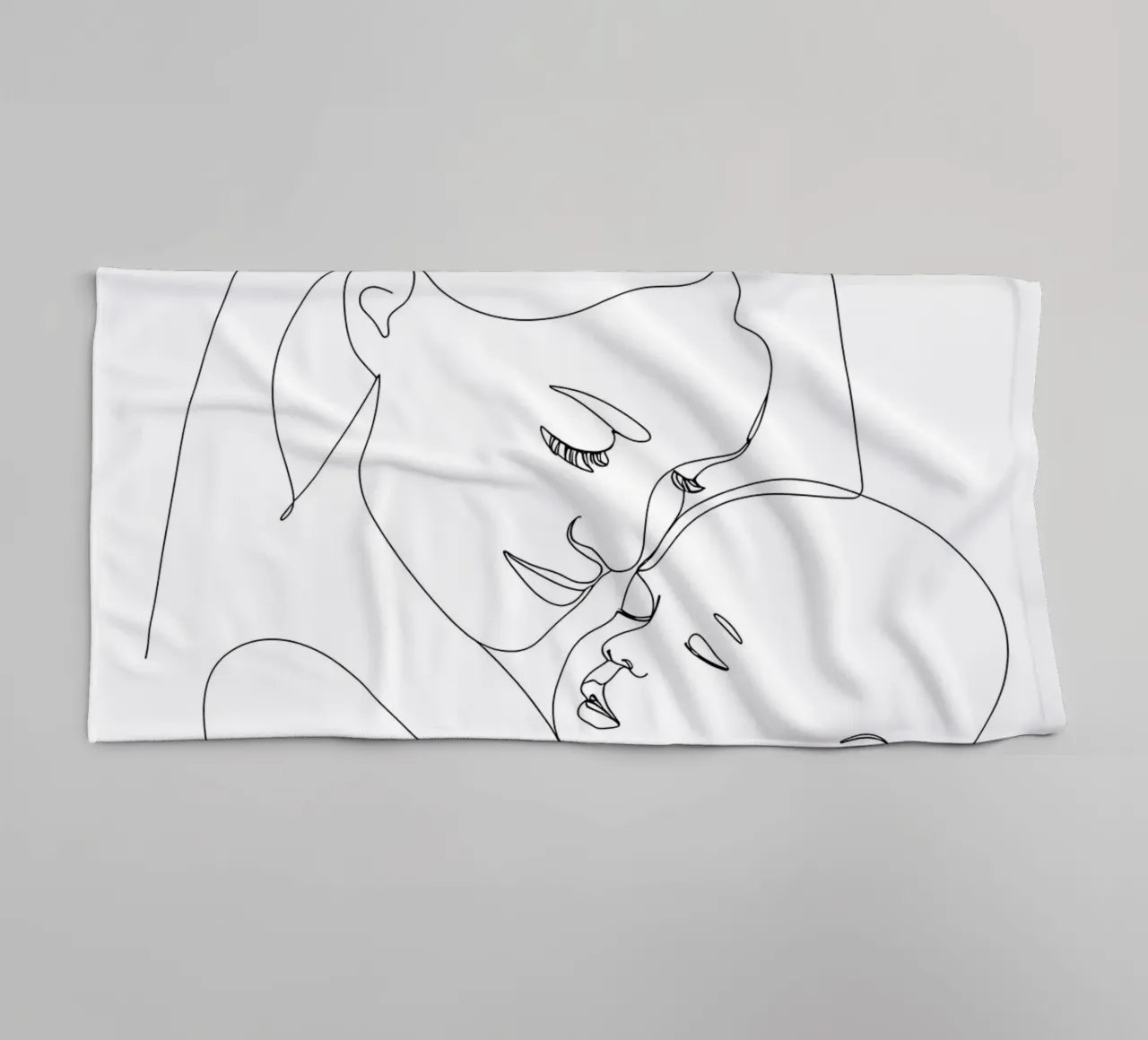 Mother With Child Minimalist Line Art towel by Viv Line Art