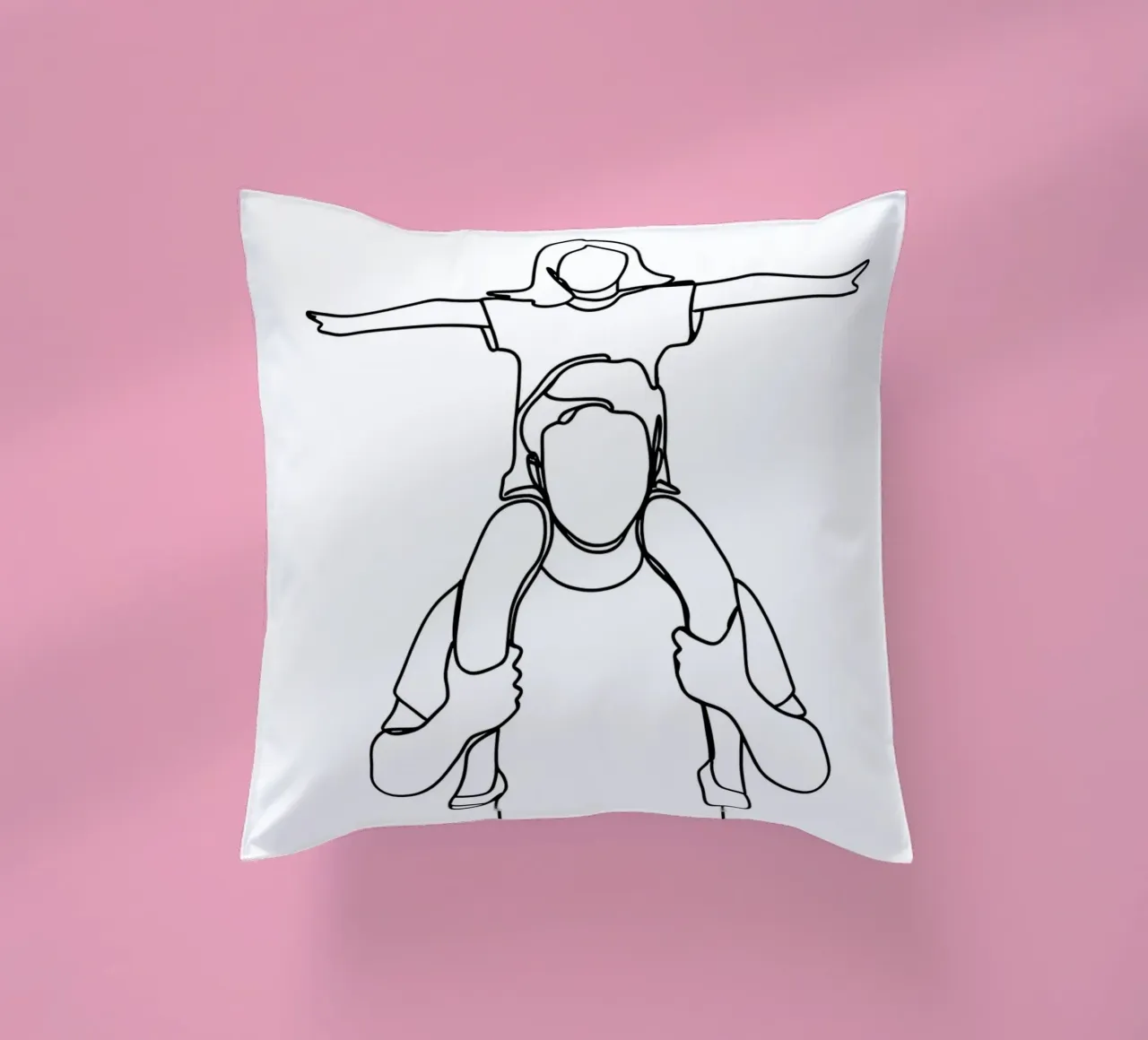 Dad and Daughter Minimalist Line Art decorative cushion by Viv Line Art