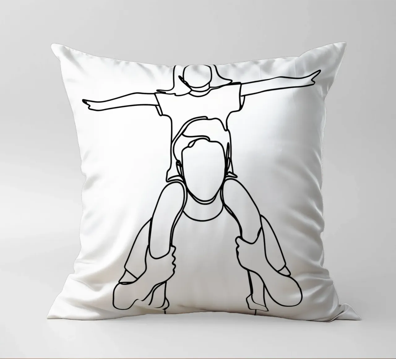 Dad and Daughter Minimalist Line Art decorative cushion by Viv Line Art