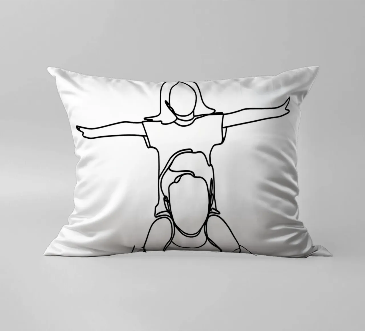 Dad and Daughter Minimalist Line Art decorative cushion by Viv Line Art