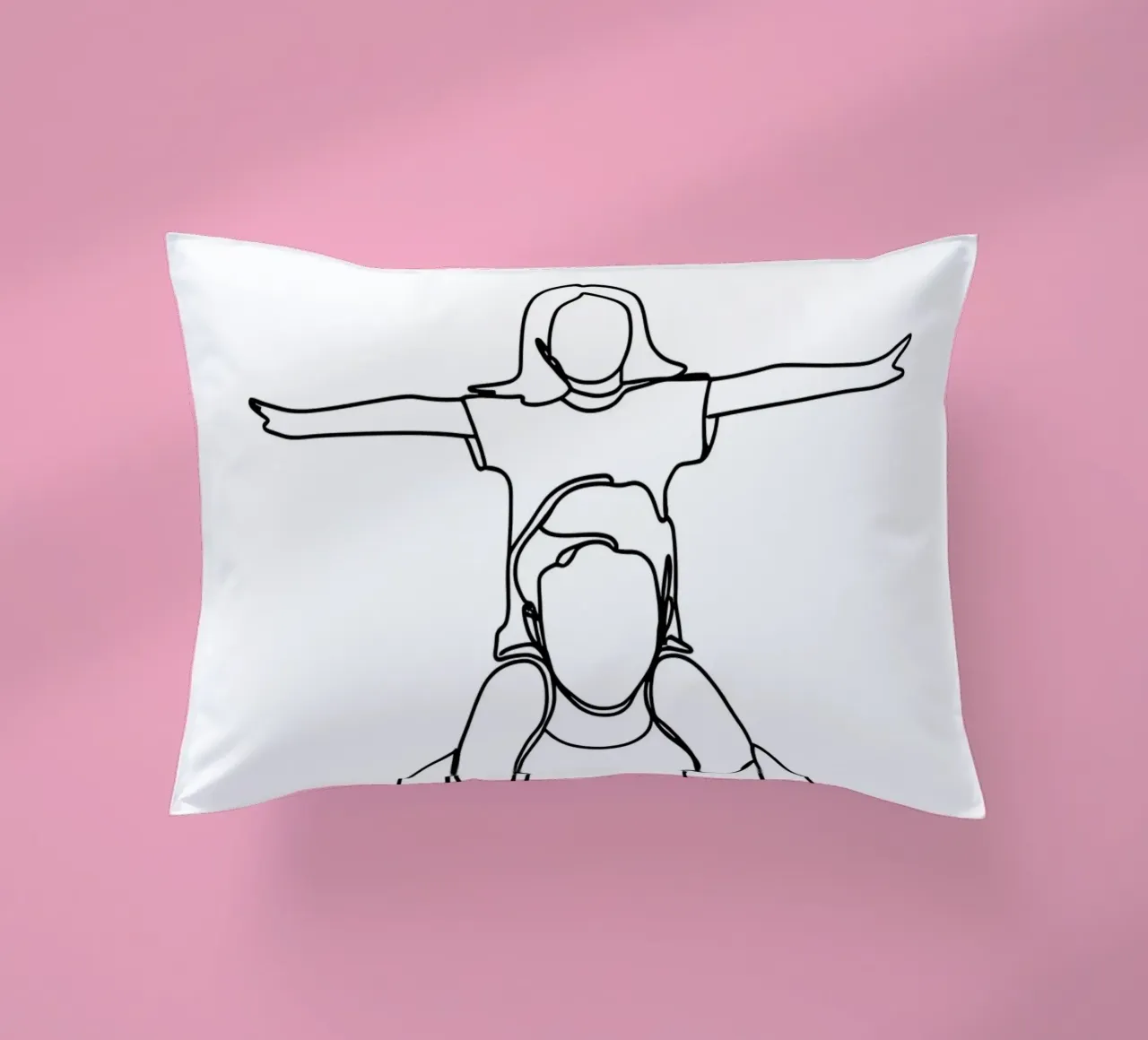 Dad and Daughter Minimalist Line Art decorative cushion by Viv Line Art